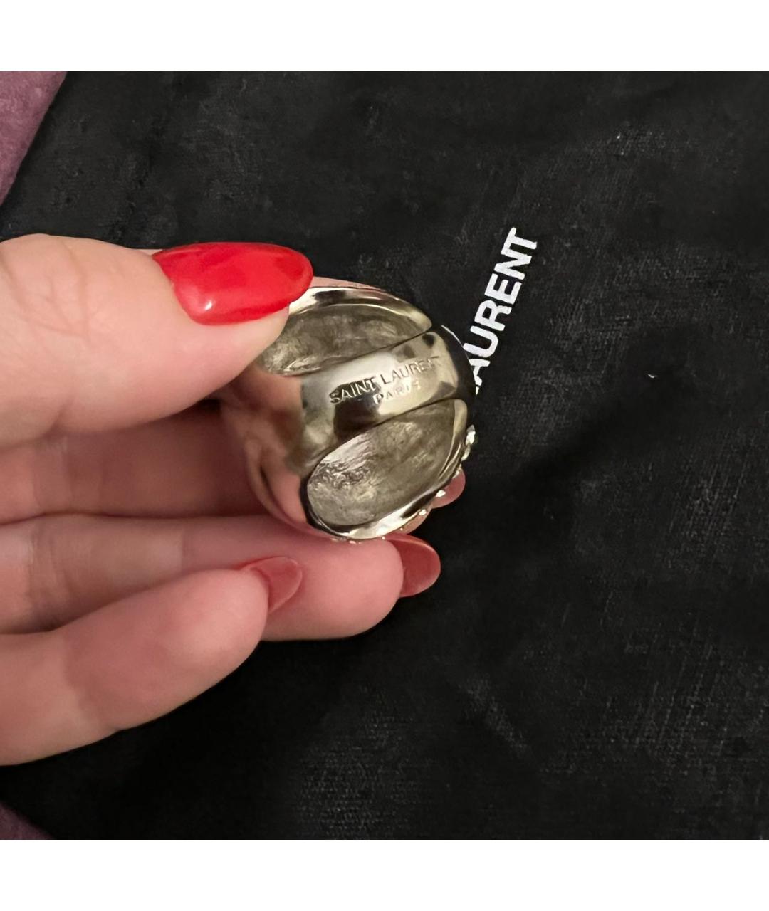 SAINT LAURENT Серебряное металлическое кольцо, фото 3