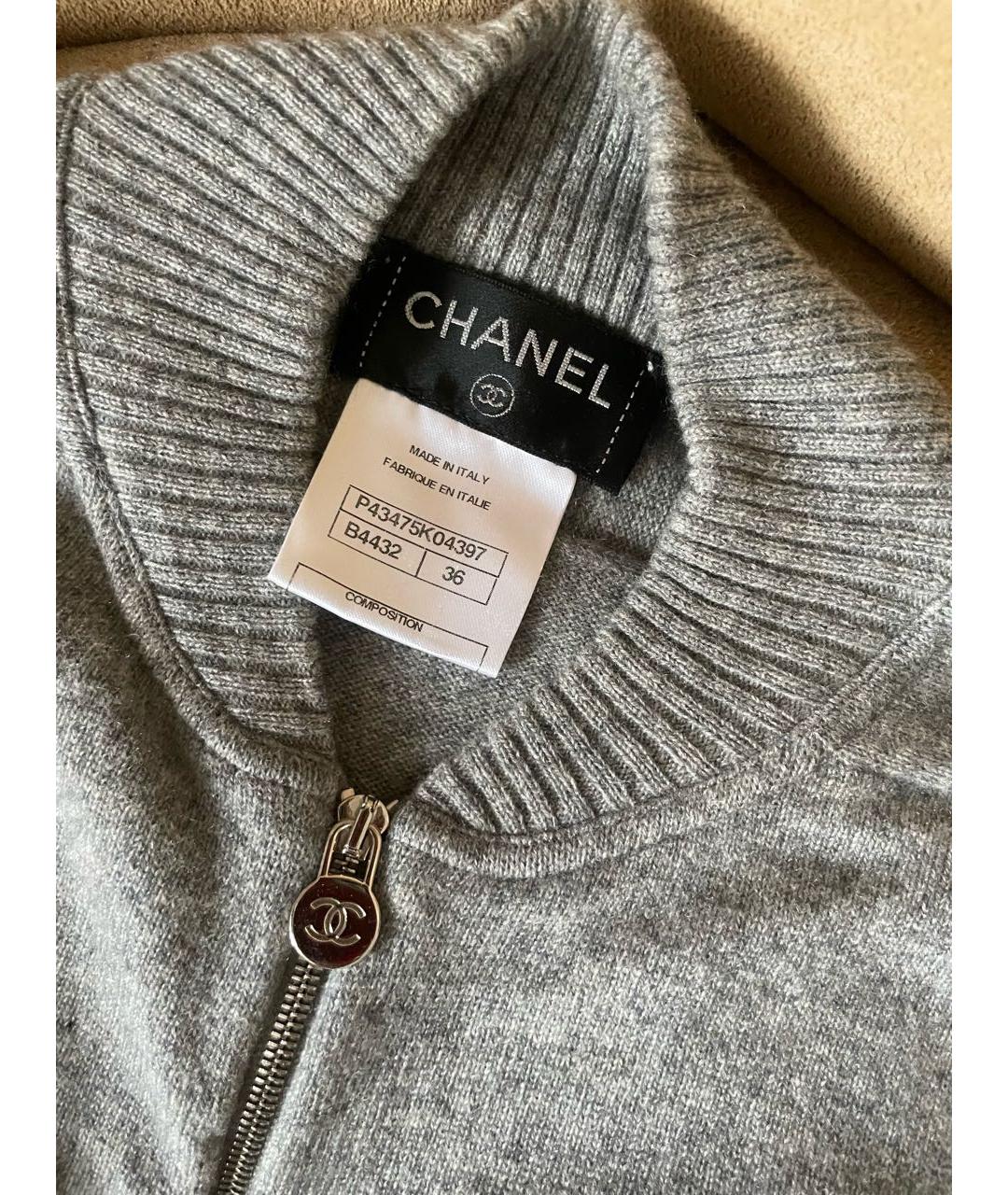CHANEL PRE-OWNED Серый кашемировый джемпер / свитер, фото 4