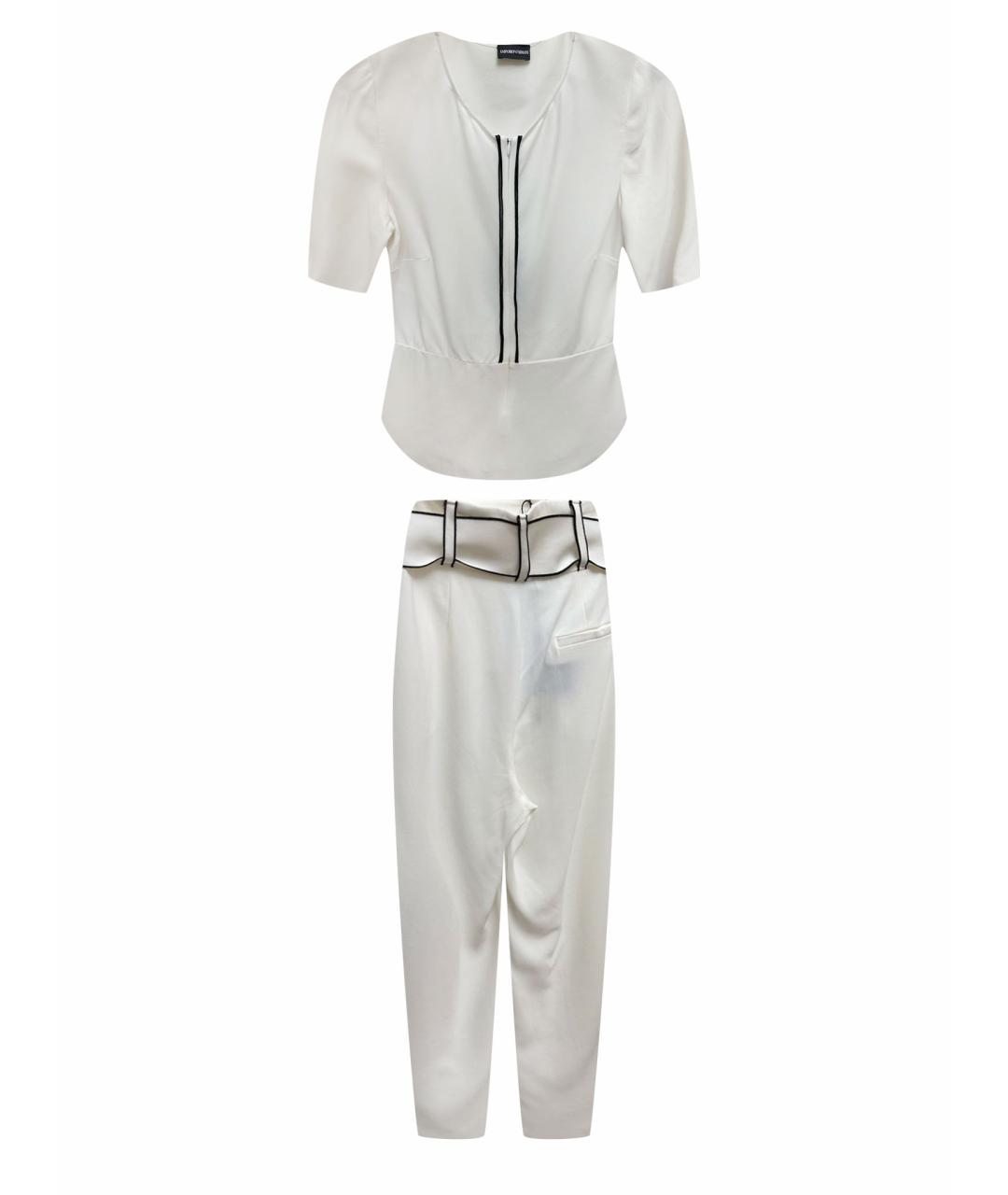 EMPORIO ARMANI Белый шелковый костюм с брюками, фото 1