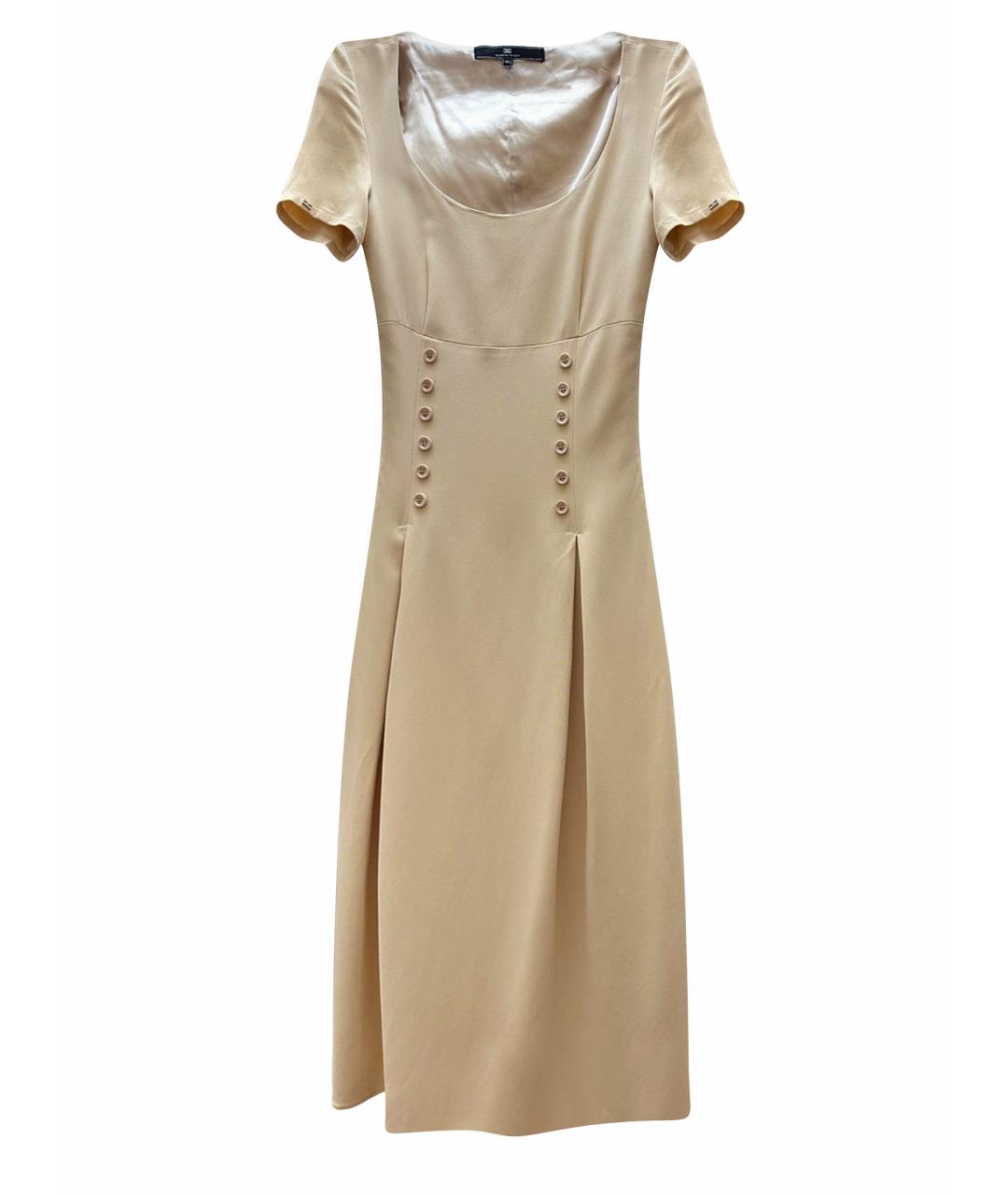 ELISABETTA FRANCHI Бежевое вискозное повседневное платье, фото 1