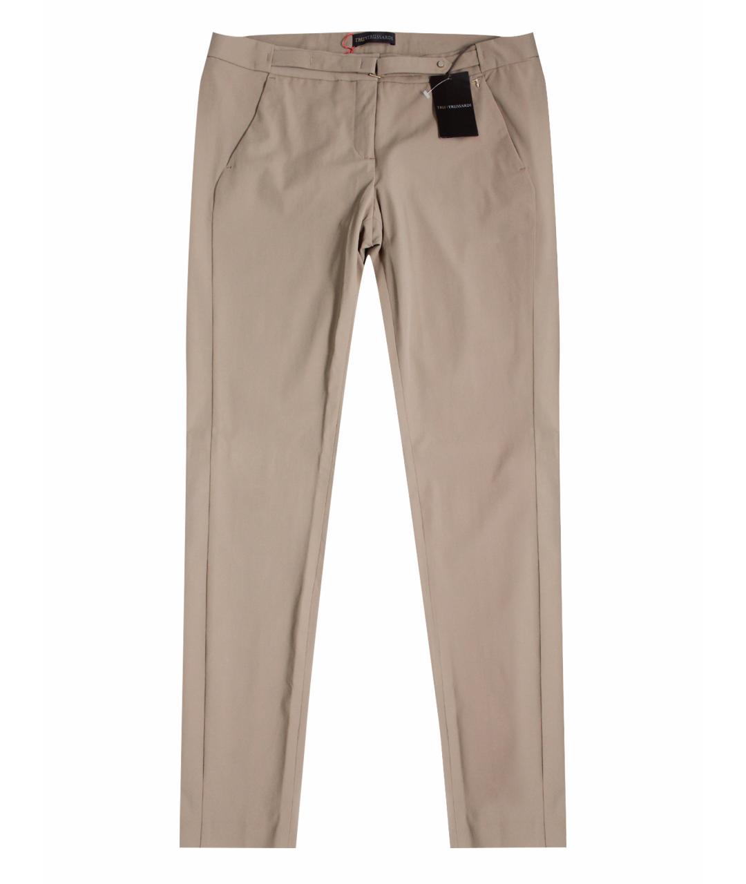TRUSSARDI Коричневые хлопко-эластановые брюки узкие, фото 1