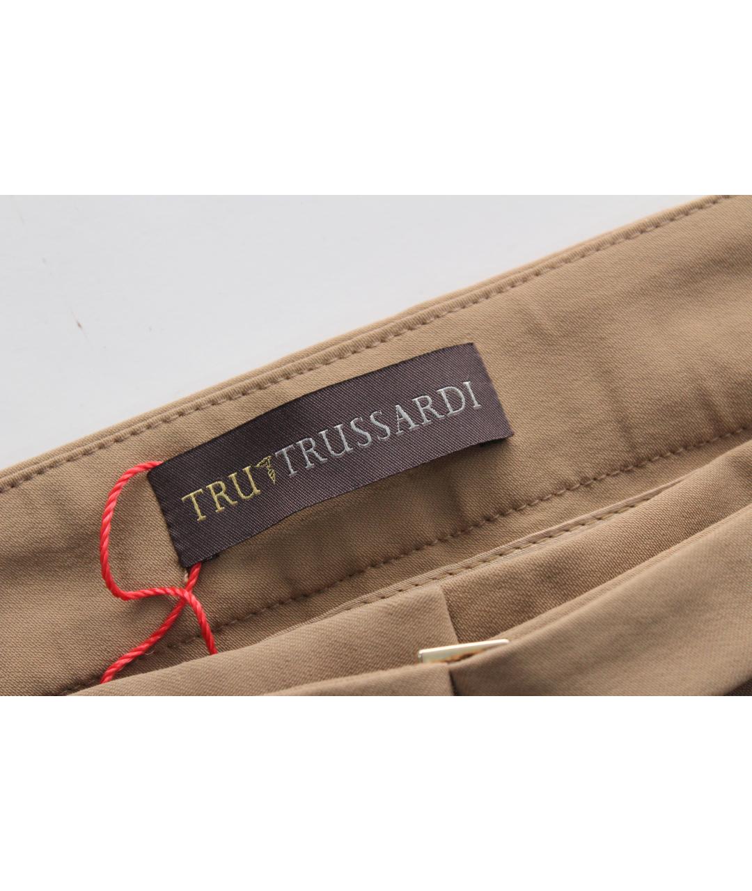 TRUSSARDI Коричневые хлопко-эластановые брюки узкие, фото 5