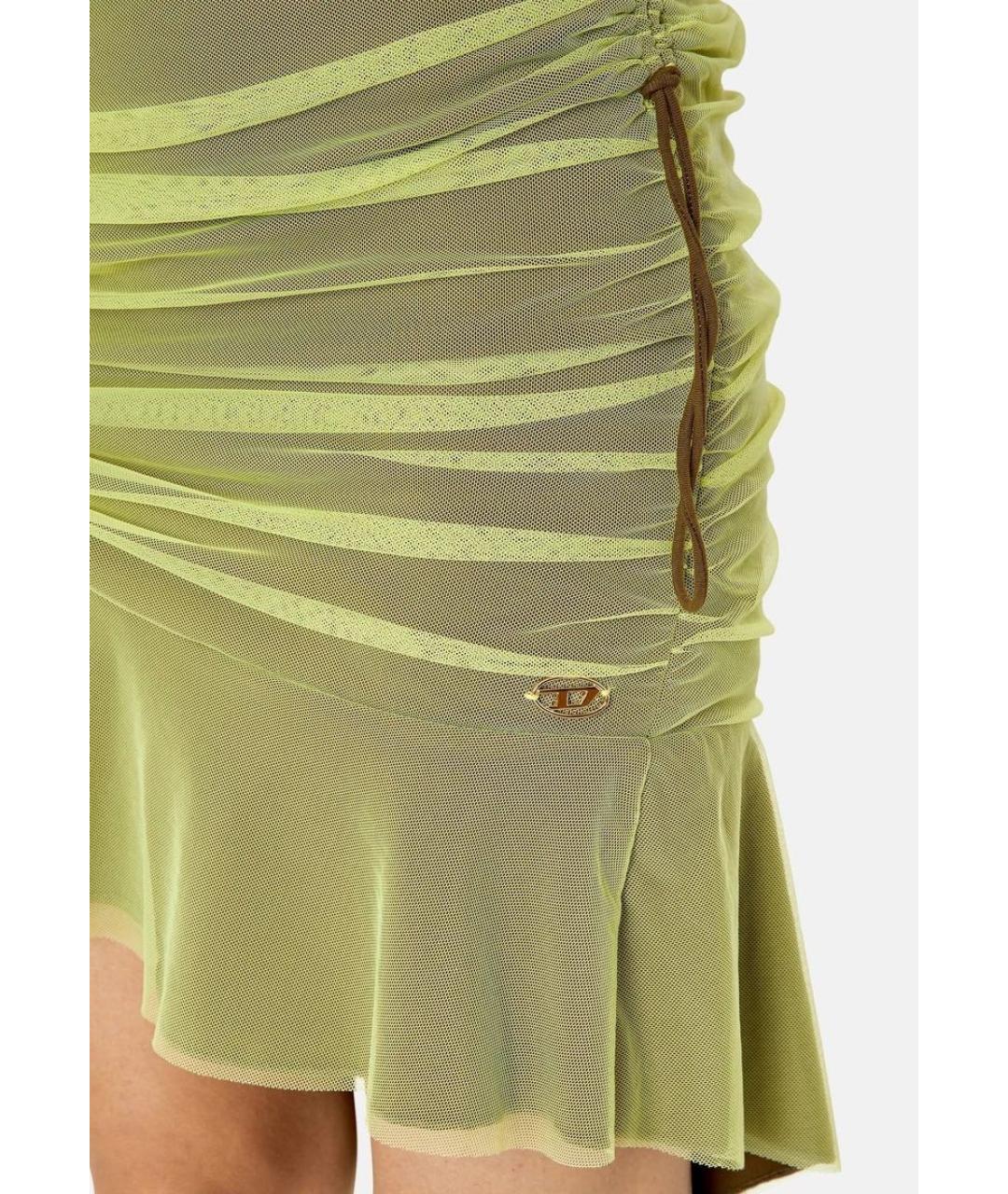 DIESEL Желтая хлопко-эластановая юбка миди, фото 5