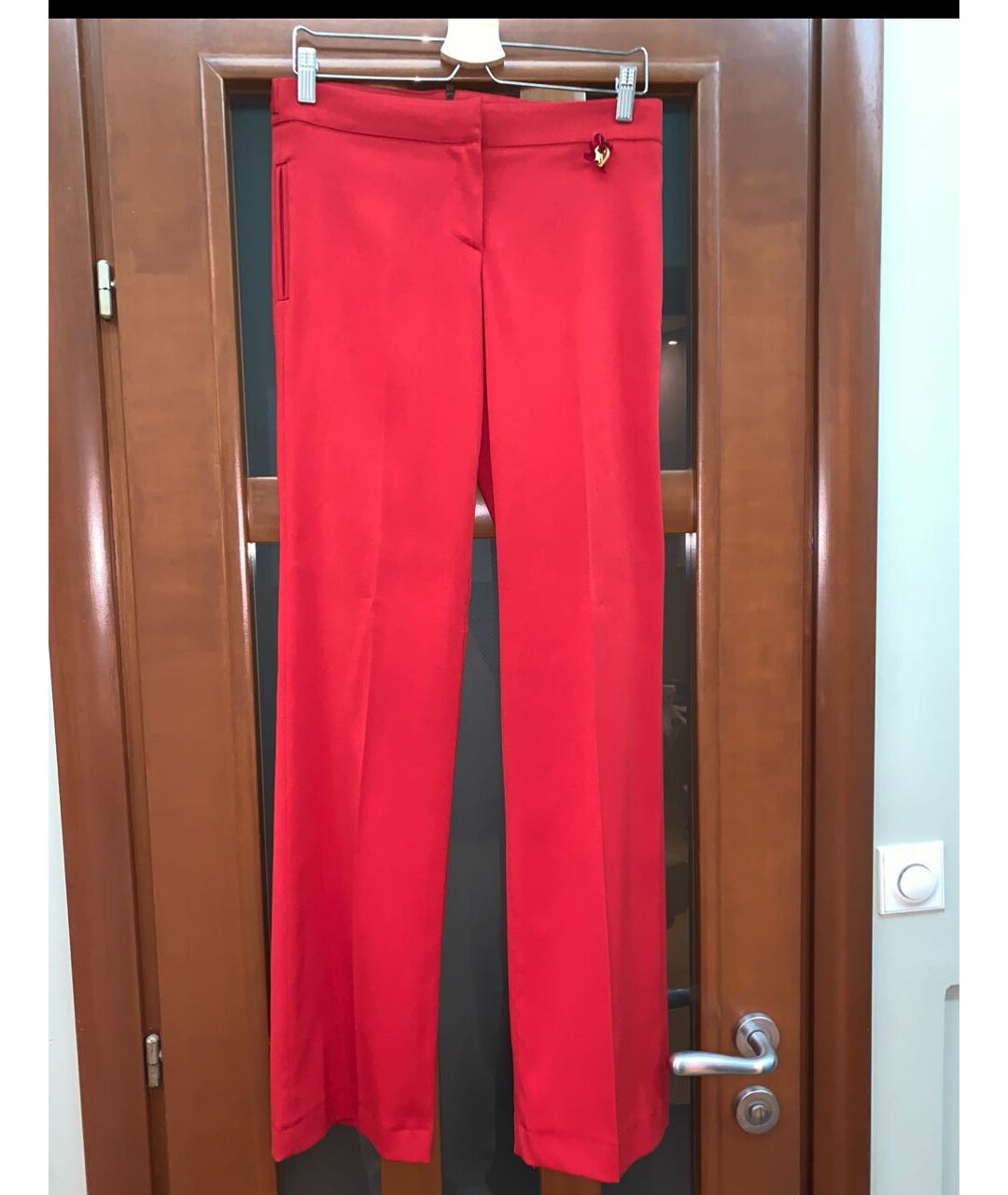 BLUMARINE Красные полиэстеровые брюки широкие, фото 4