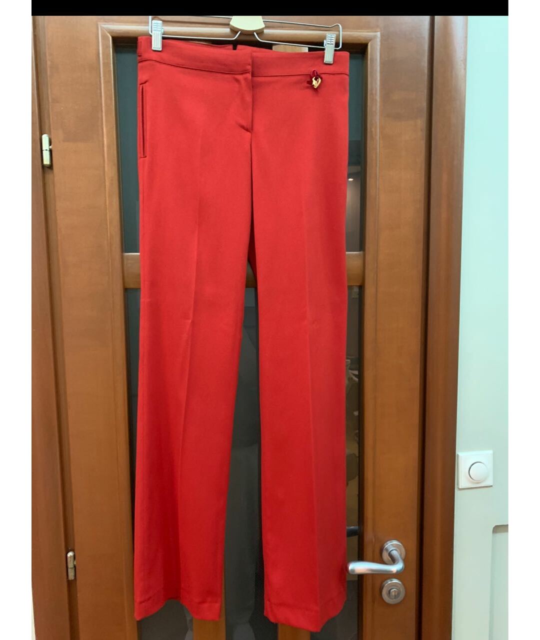 BLUMARINE Красные полиэстеровые брюки широкие, фото 5