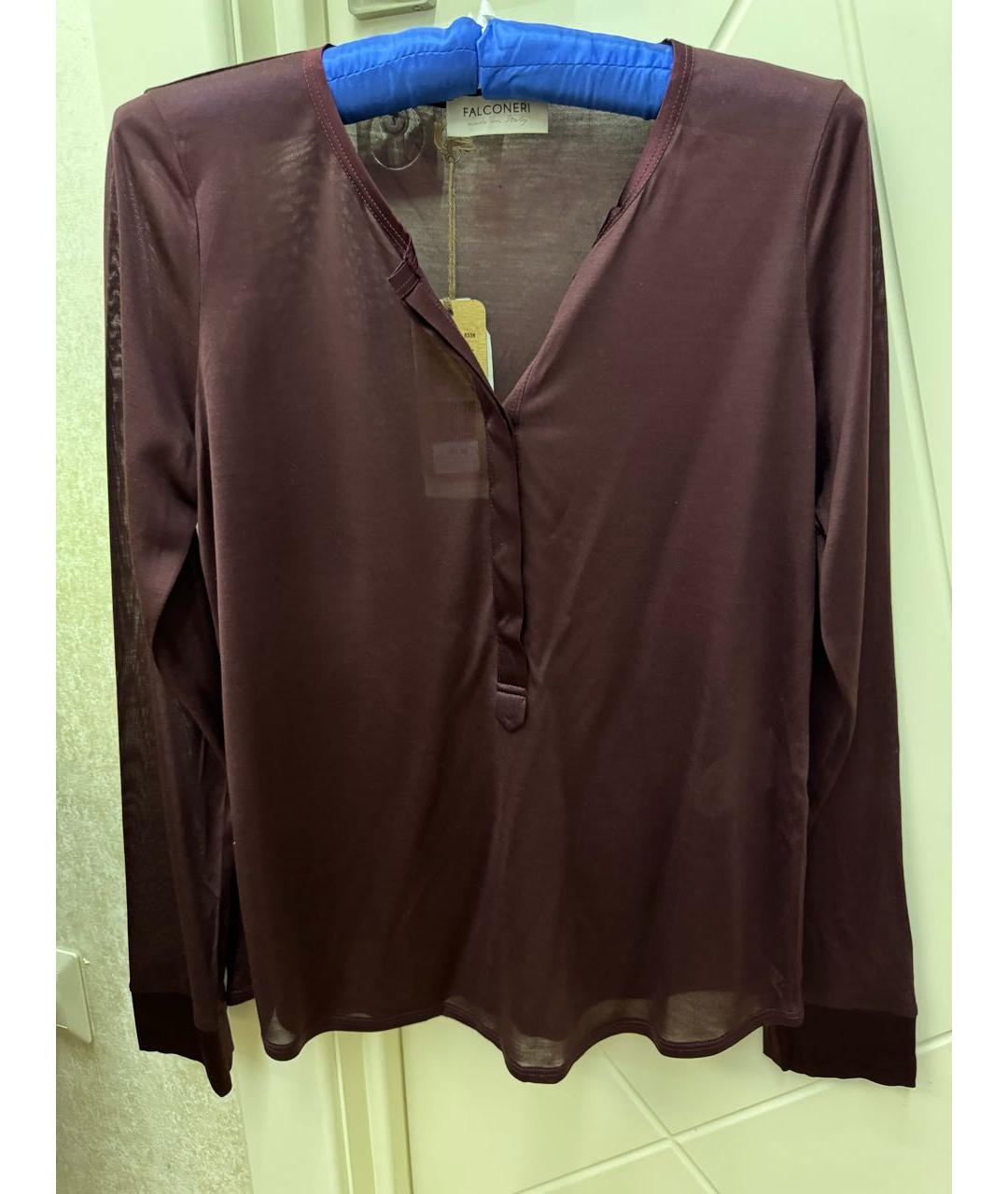 FALCONERI Бордовая шелковая блузы, фото 8
