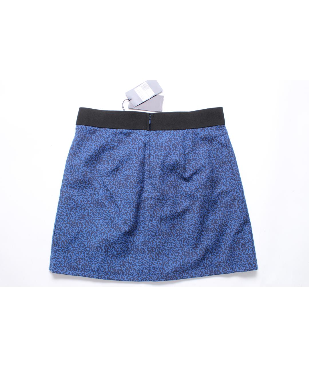 TRUSSARDI Синяя хлопко-эластановая юбка миди, фото 4