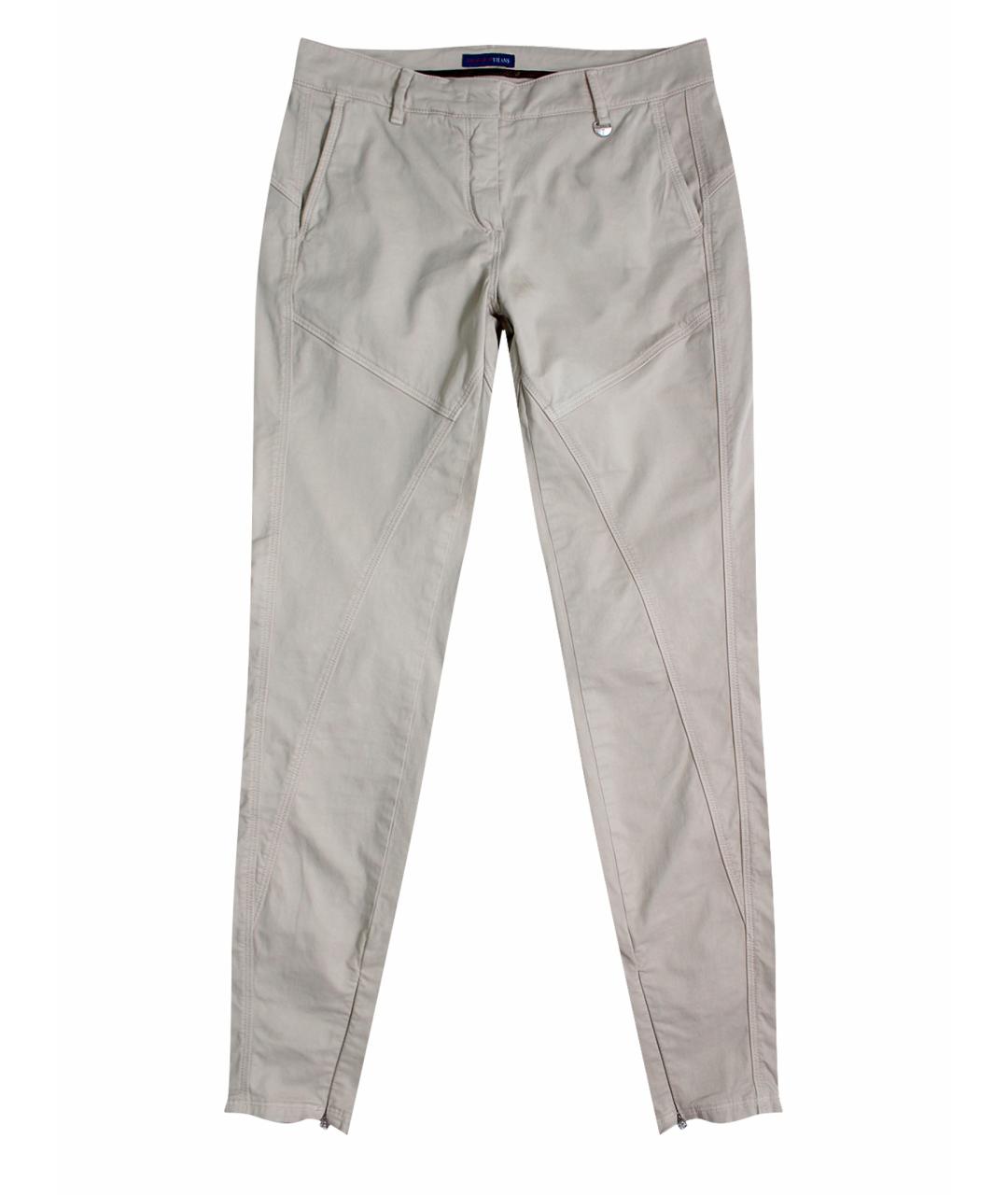 TRUSSARDI Бежевые хлопко-эластановые брюки узкие, фото 1