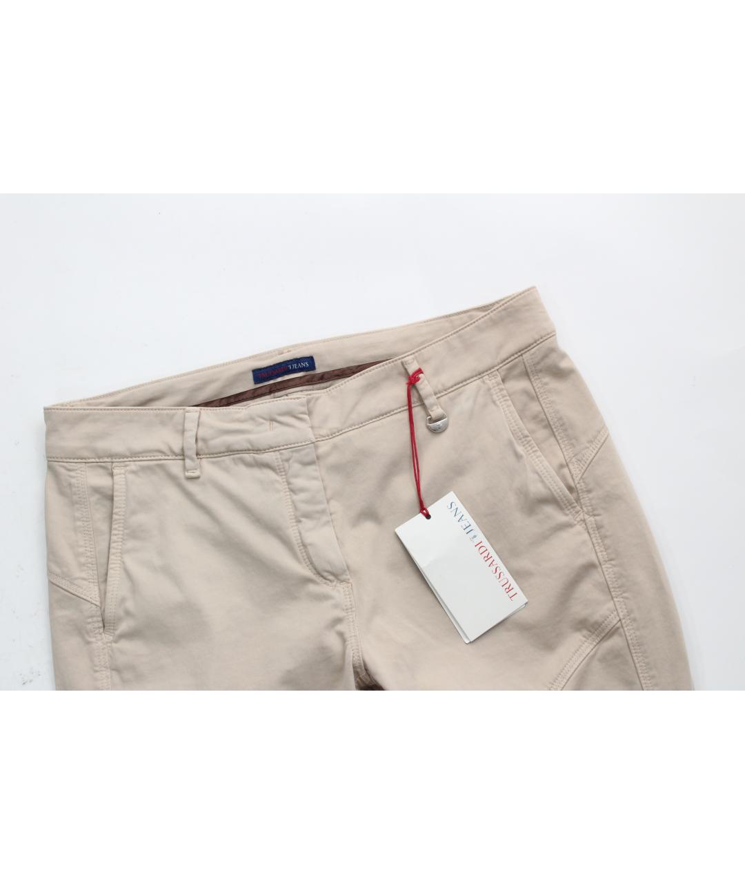 TRUSSARDI Бежевые хлопко-эластановые брюки узкие, фото 2