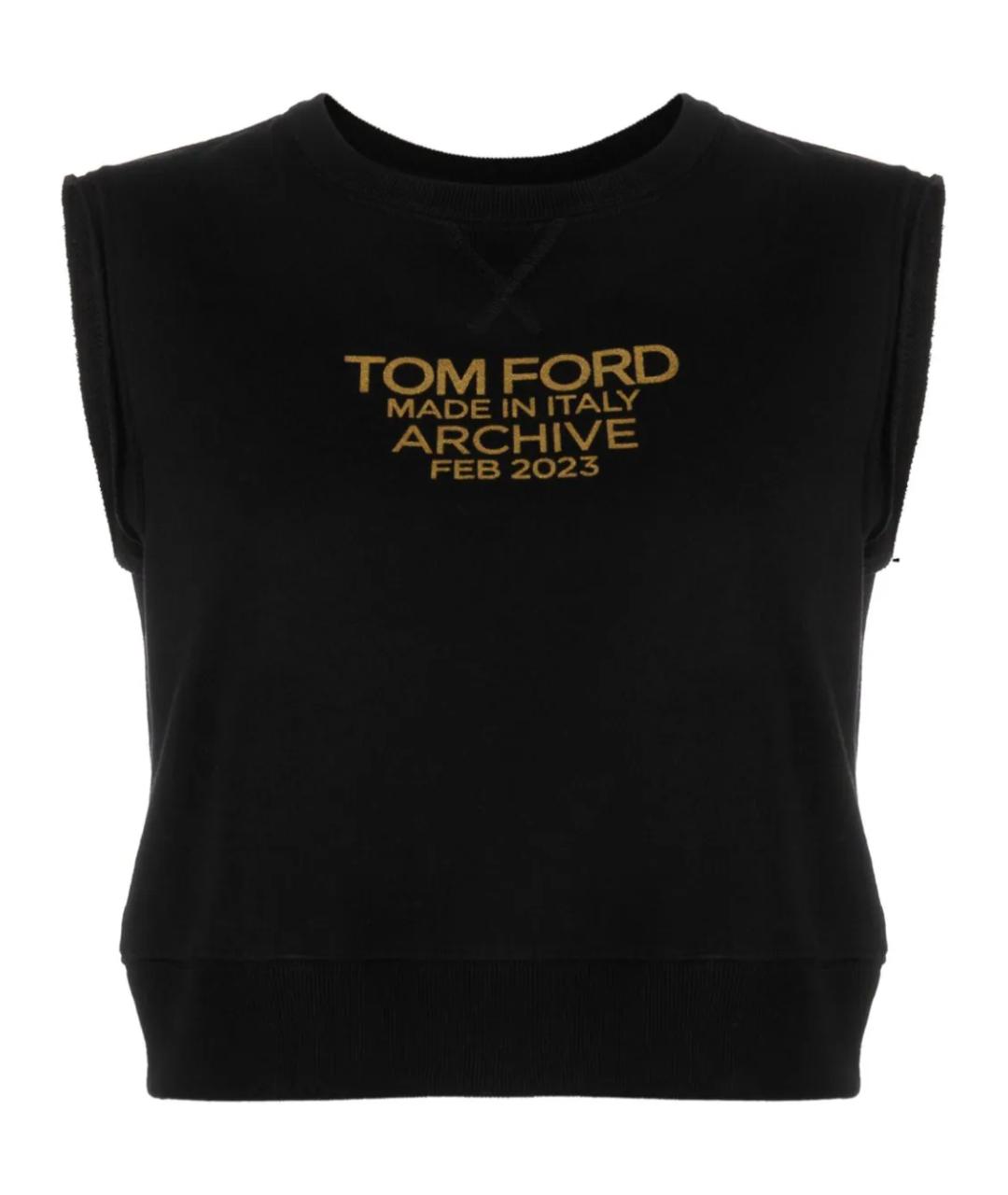 TOM FORD Черная хлопковая майка, фото 1