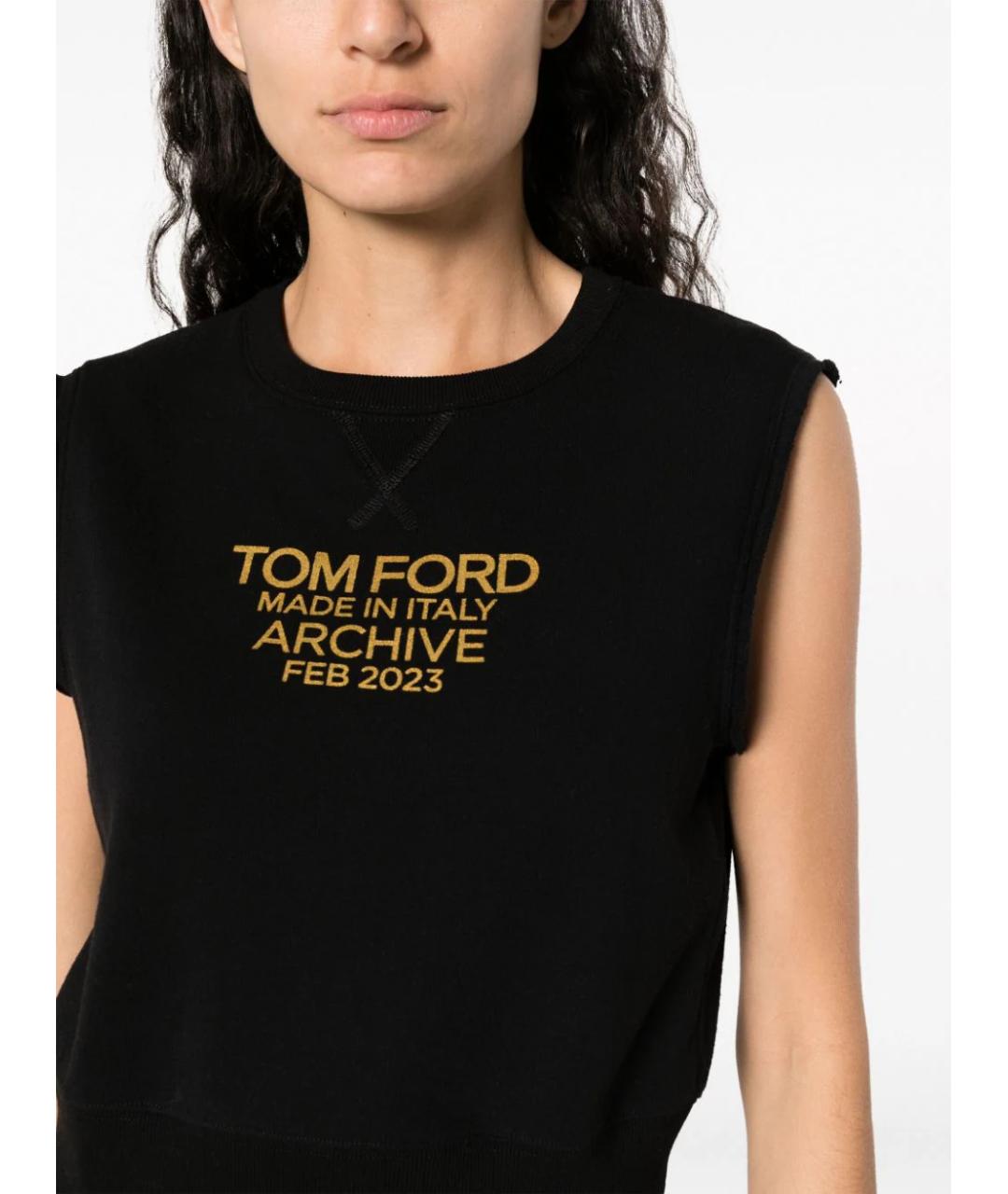 TOM FORD Черная хлопковая майка, фото 5