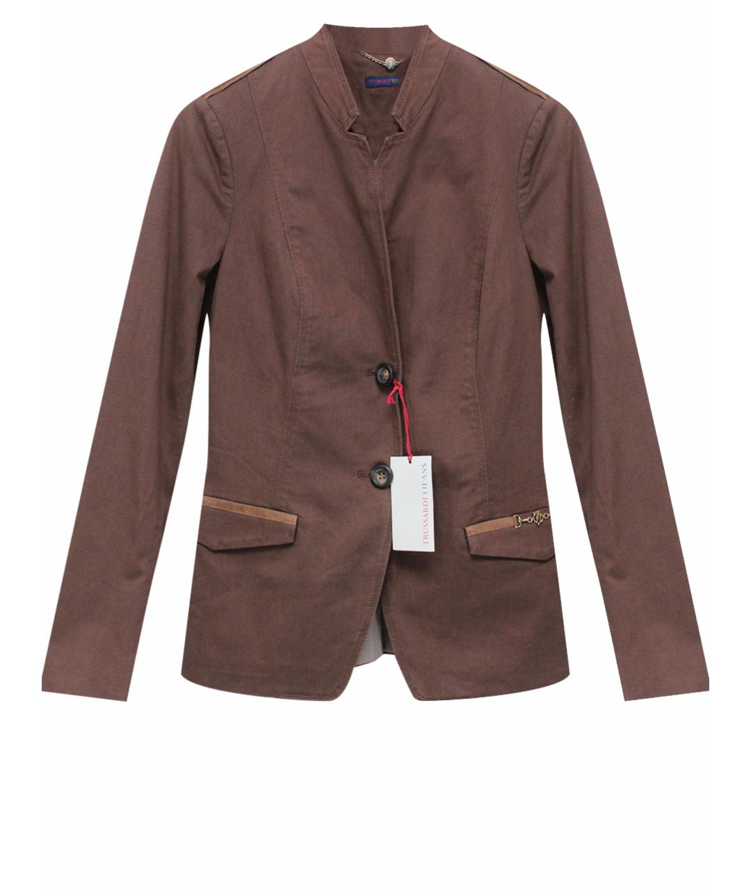 TRUSSARDI Коричневый хлопковый жакет/пиджак, фото 1