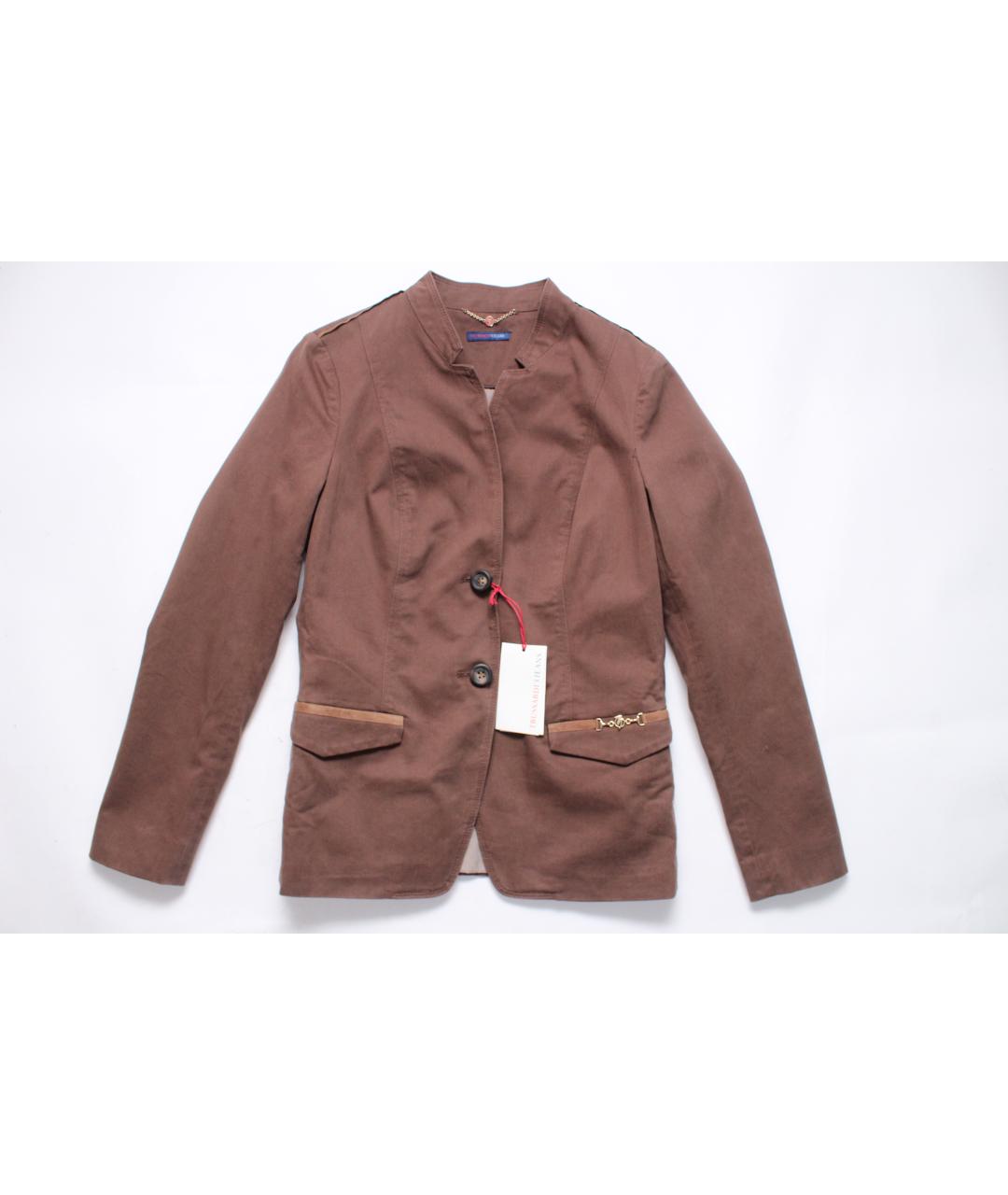 TRUSSARDI Коричневый хлопковый жакет/пиджак, фото 4
