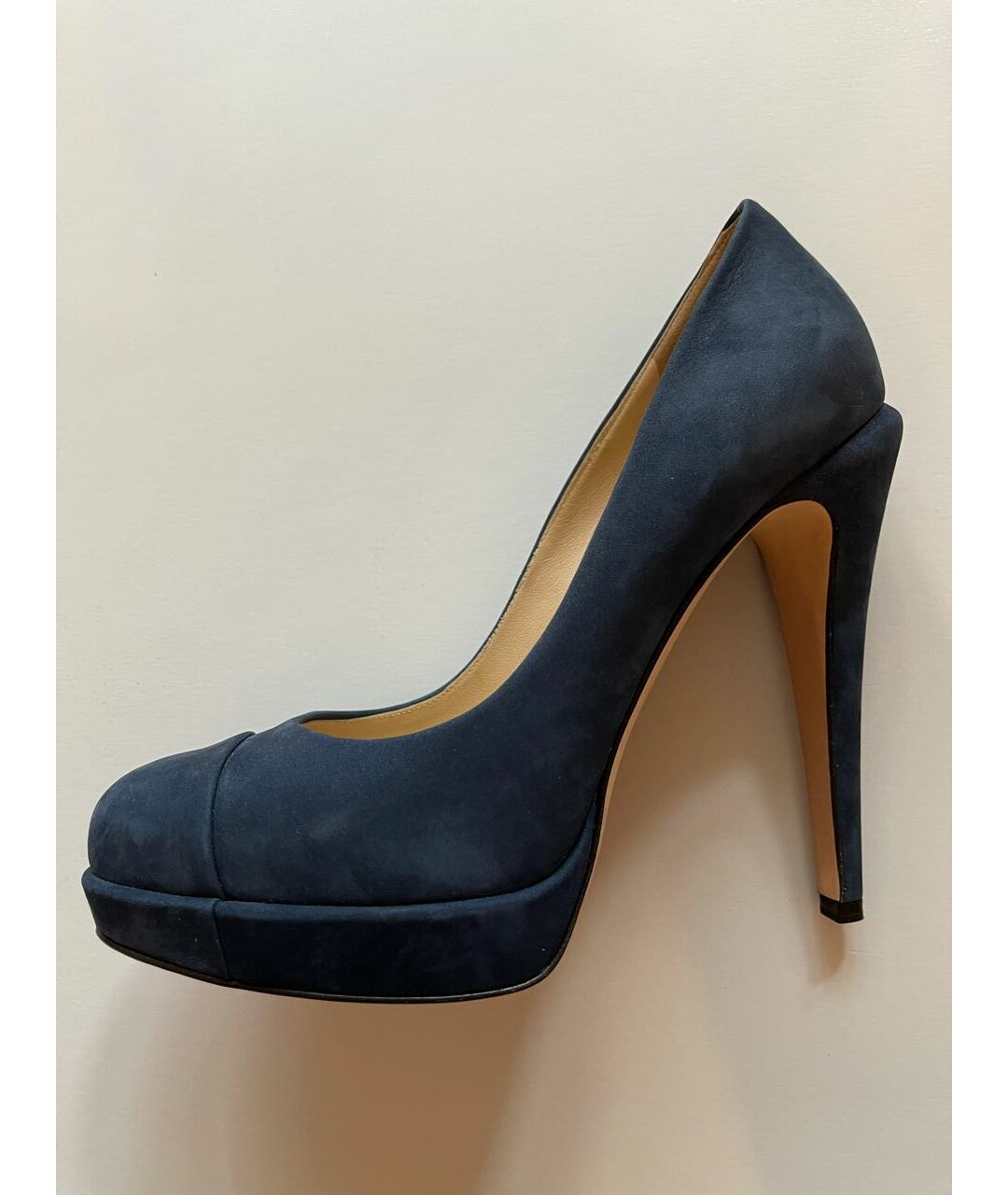 CHANEL PRE-OWNED Темно-синие замшевые туфли, фото 6