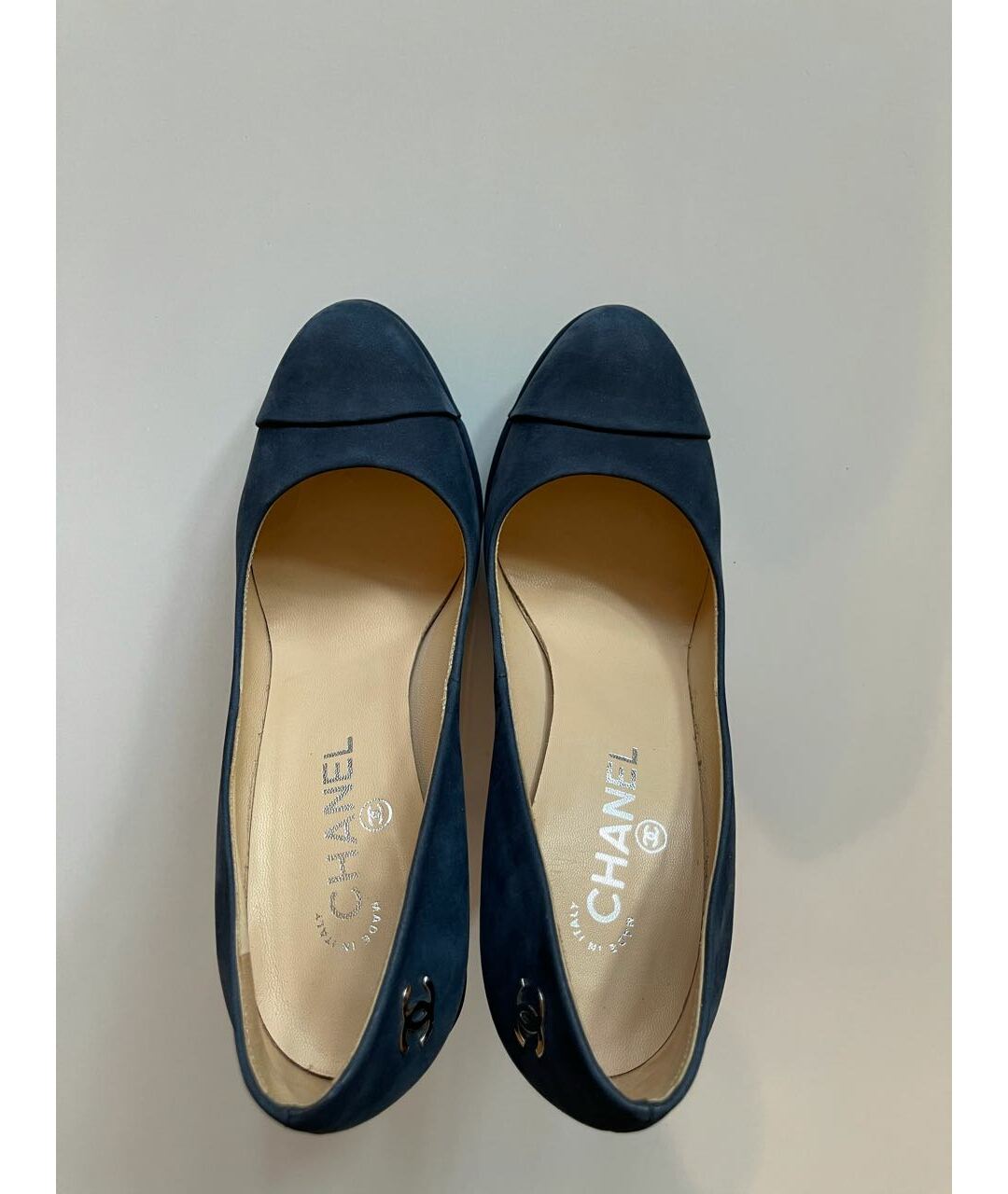 CHANEL PRE-OWNED Темно-синие замшевые туфли, фото 3