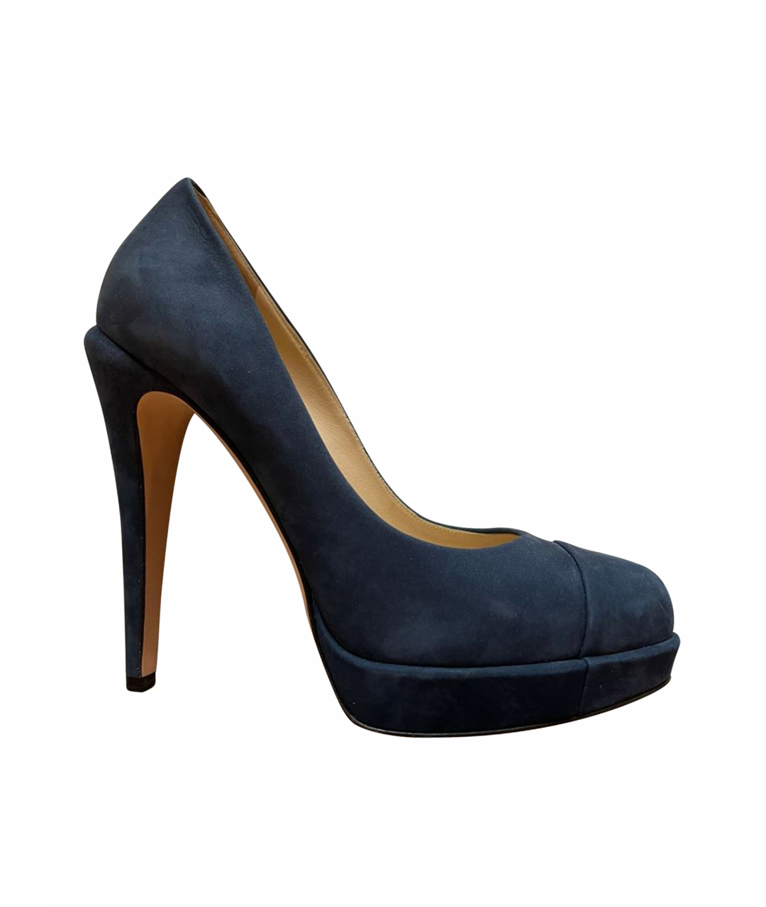 CHANEL PRE-OWNED Темно-синие замшевые туфли, фото 1