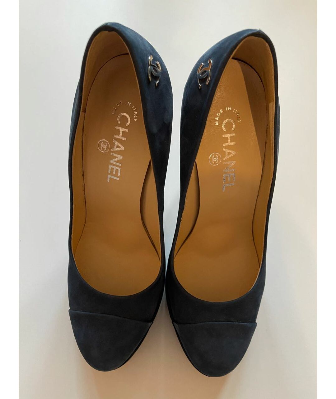 CHANEL PRE-OWNED Темно-синие замшевые туфли, фото 2
