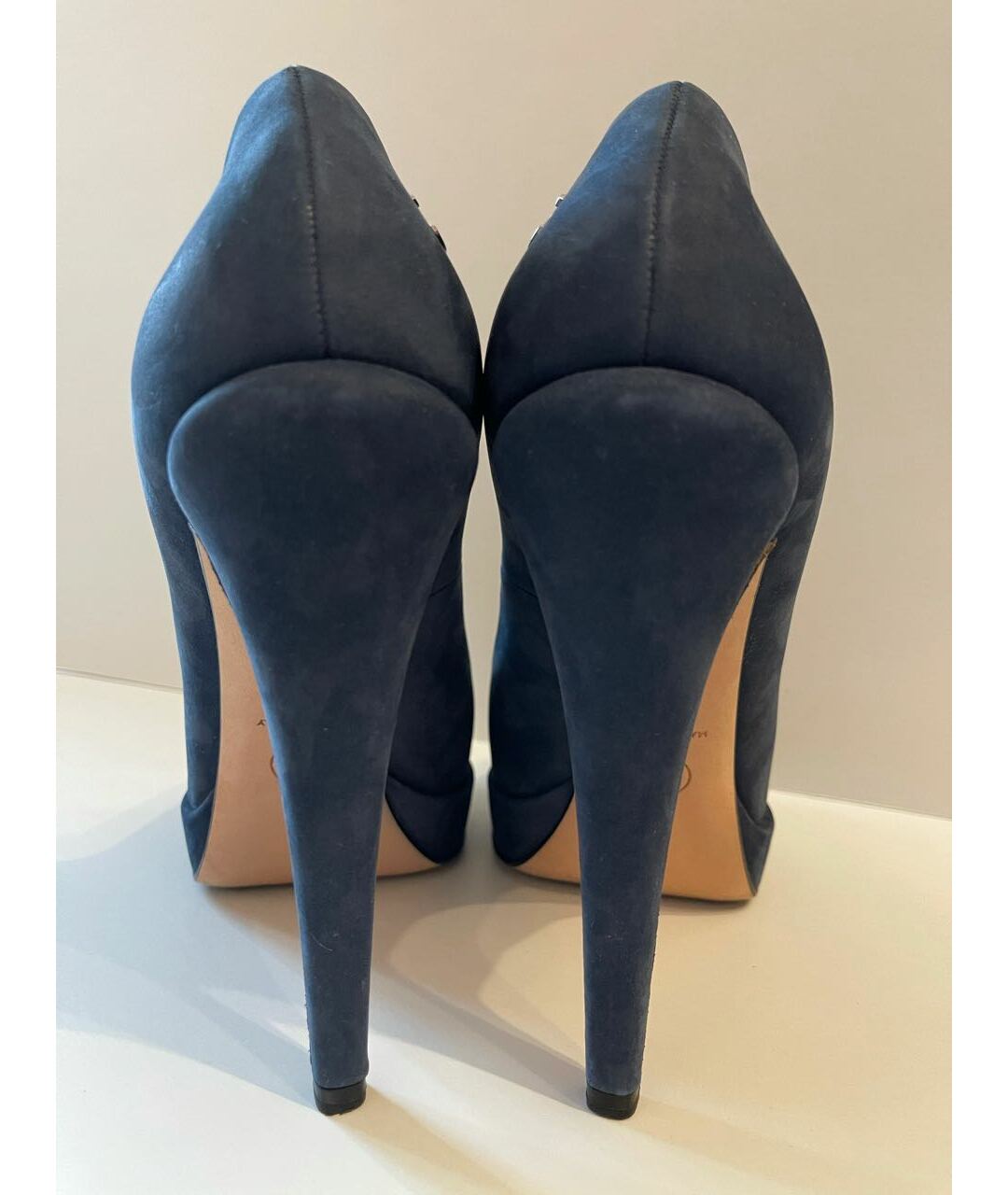 CHANEL PRE-OWNED Темно-синие замшевые туфли, фото 4