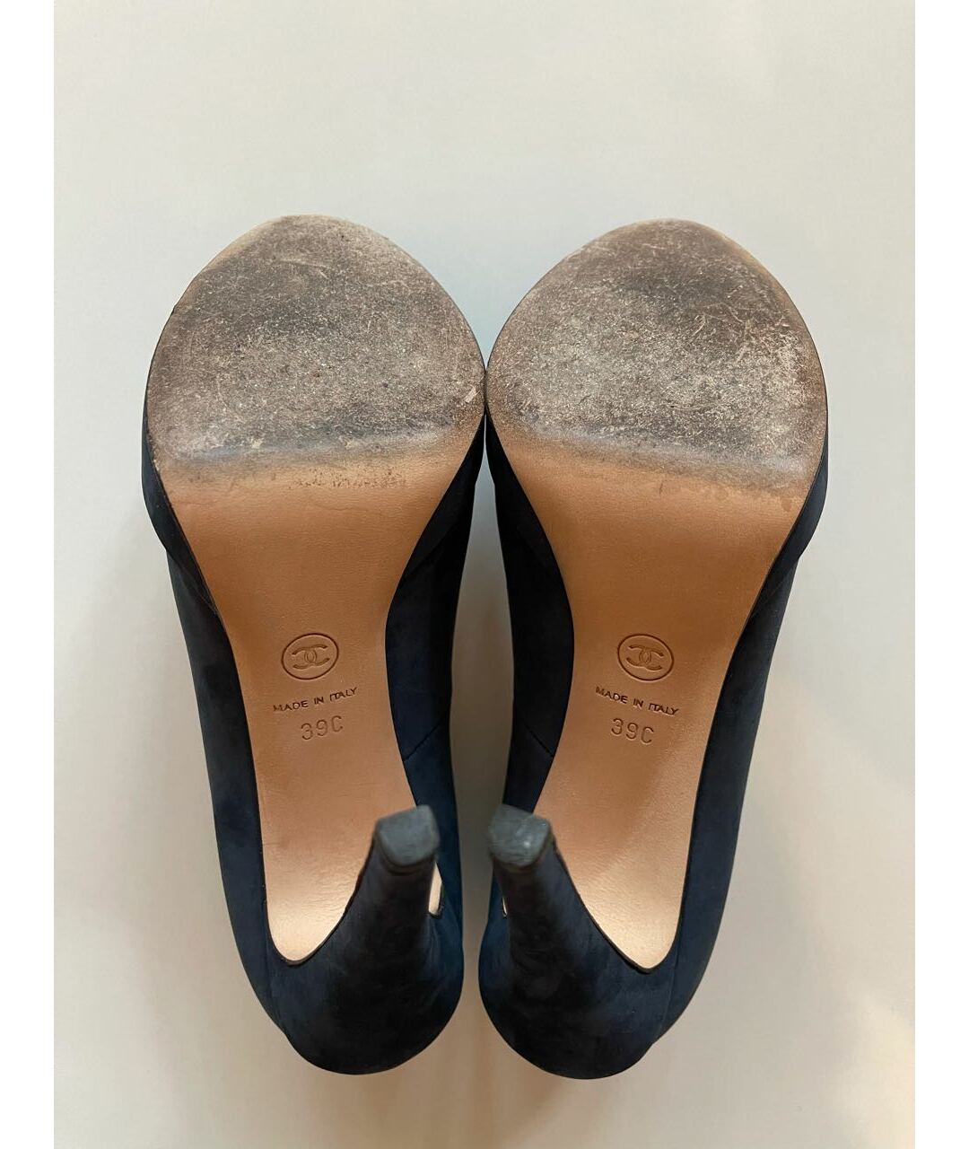 CHANEL PRE-OWNED Темно-синие замшевые туфли, фото 5