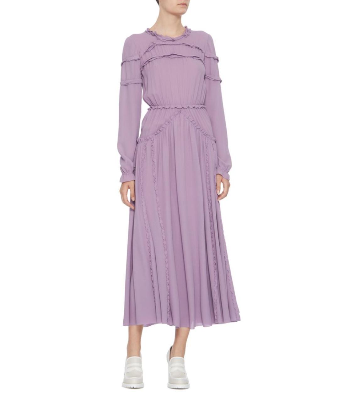 BOTTEGA VENETA Фиолетовое шелковое платье, фото 5