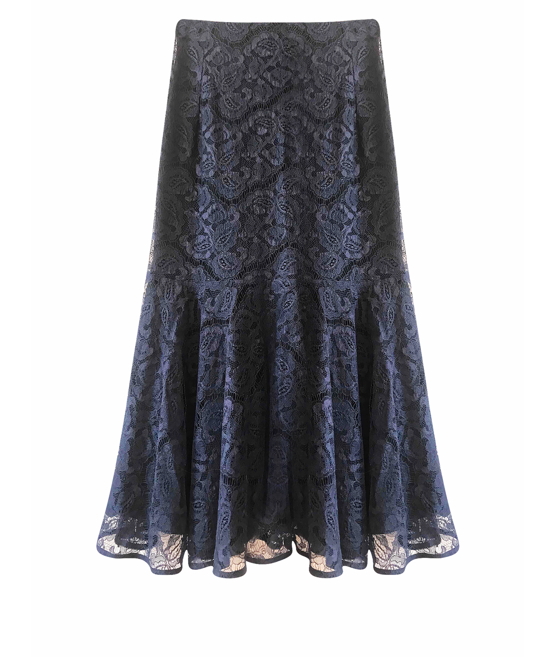 CARVEN Темно-синяя кружевная юбка миди, фото 1