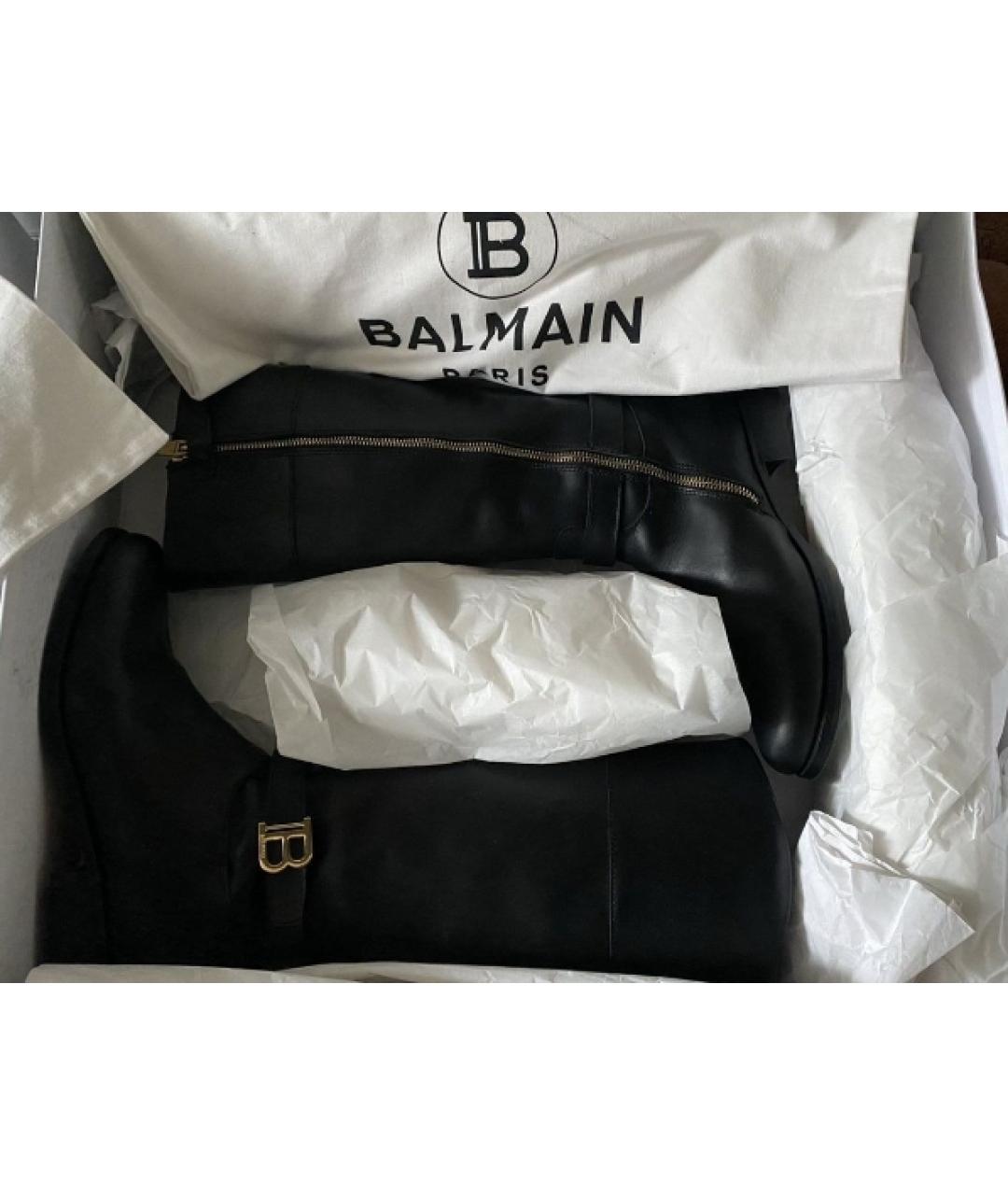 BALMAIN Черные кожаные сапоги, фото 4