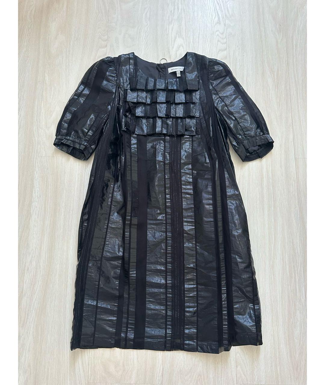 SEE BY CHLOE Черное шелковое коктейльное платье, фото 8