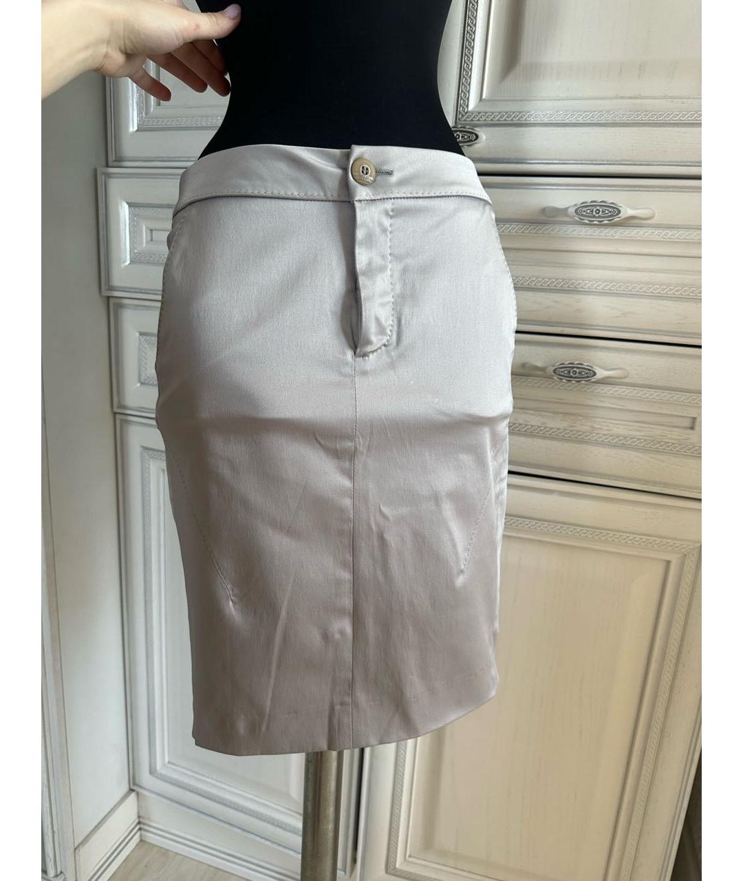 JEAN PAUL GAULTIER Серебряная хлопковая юбка мини, фото 9