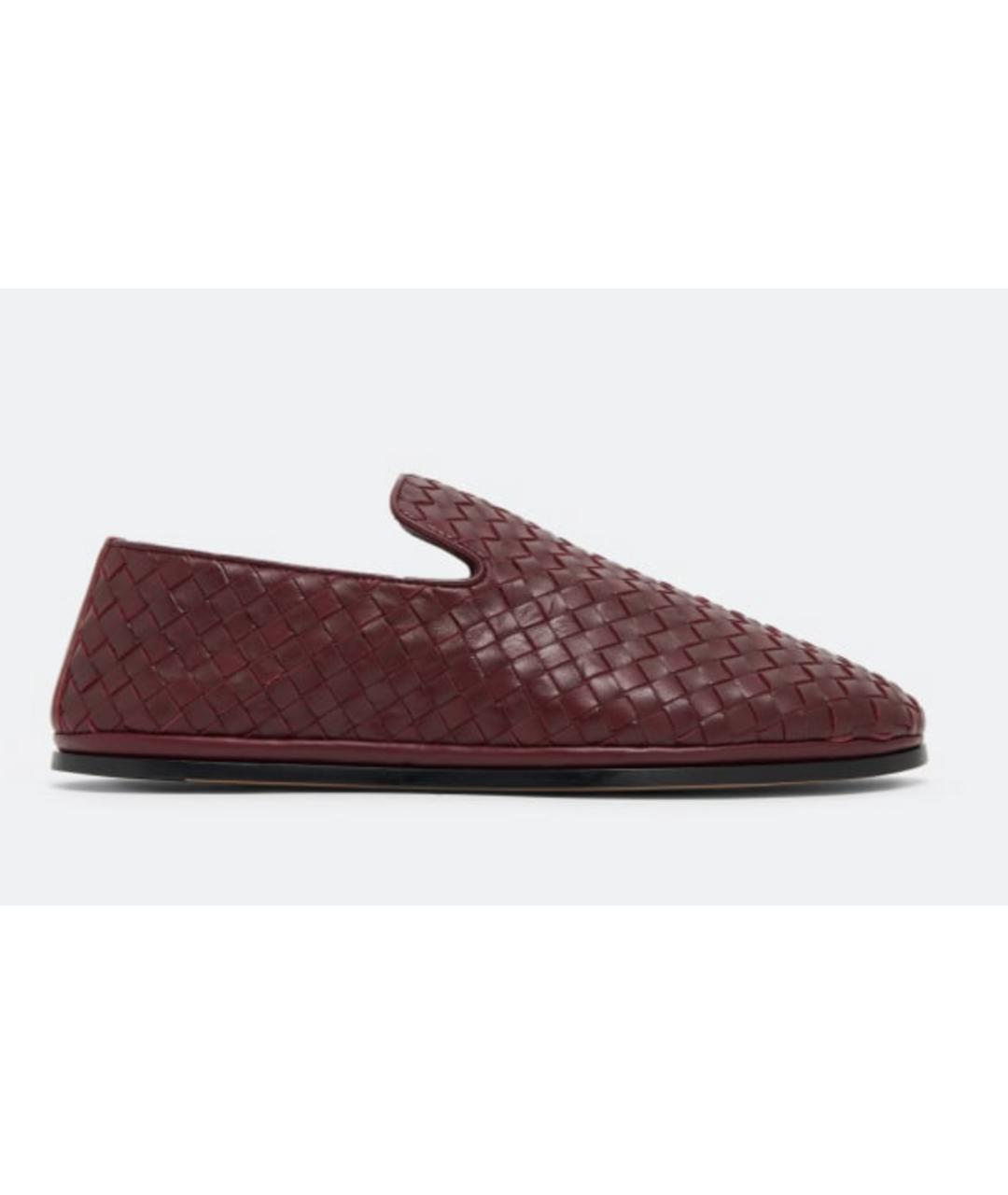 BOTTEGA VENETA Бордовые кожаные мокасины, фото 4