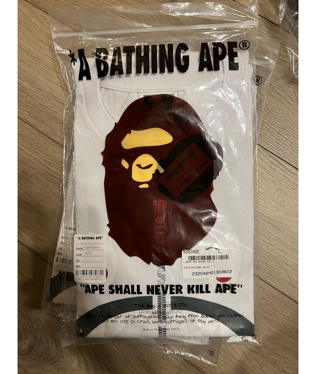 A BATHING APE Белая хлопковая футболка, фото 4