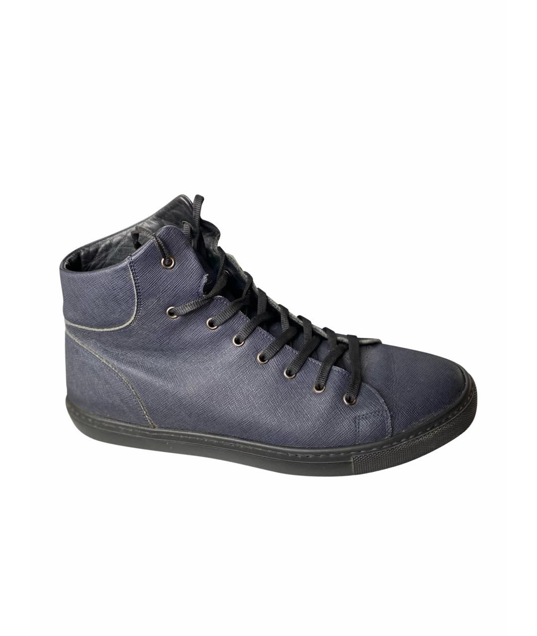 A.TESTONI Темно-синие кожаные ботинки, фото 1