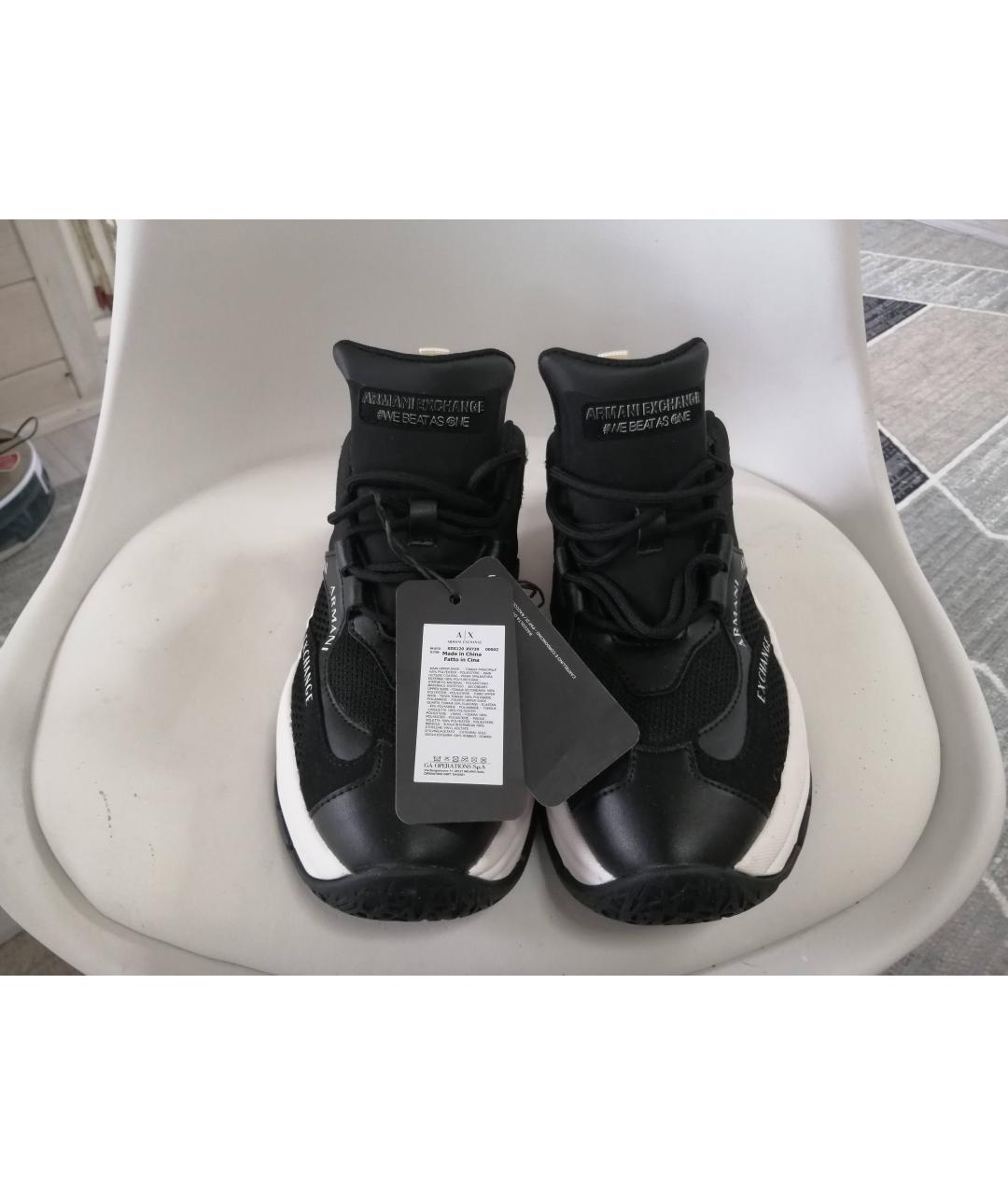 ARMANI EXCHANGE Черные кроссовки из искусственной кожи, фото 2