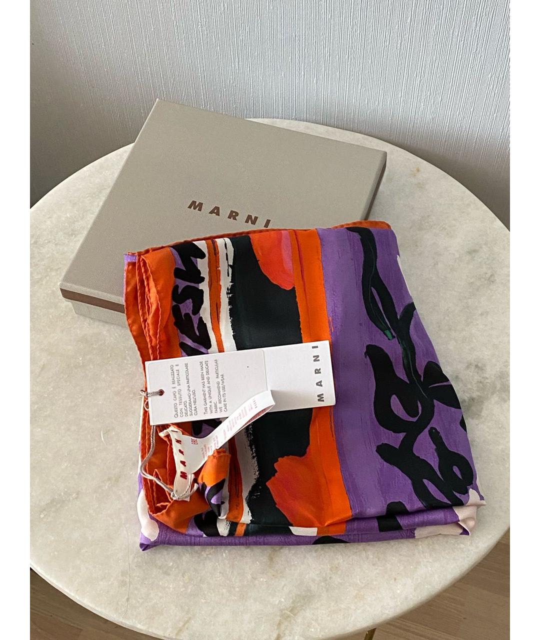 MARNI Фиолетовый шелковый платок, фото 8