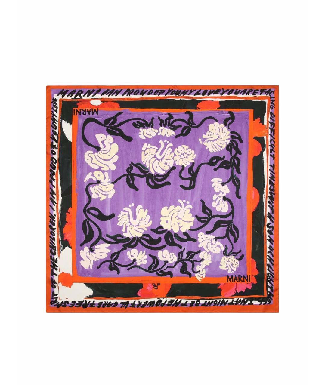 MARNI Фиолетовый шелковый платок, фото 1