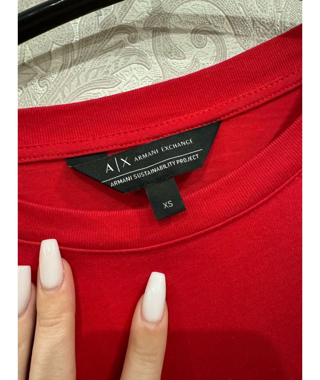 ARMANI EXCHANGE Красное хлопковое повседневное платье, фото 3