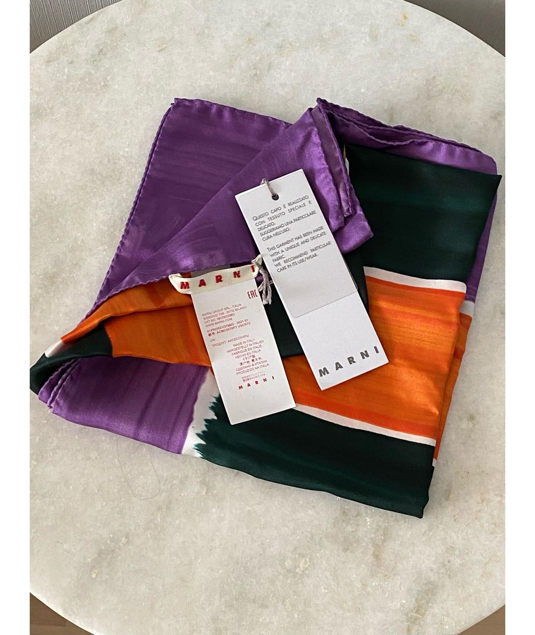 MARNI Фиолетовый шелковый платок, фото 3