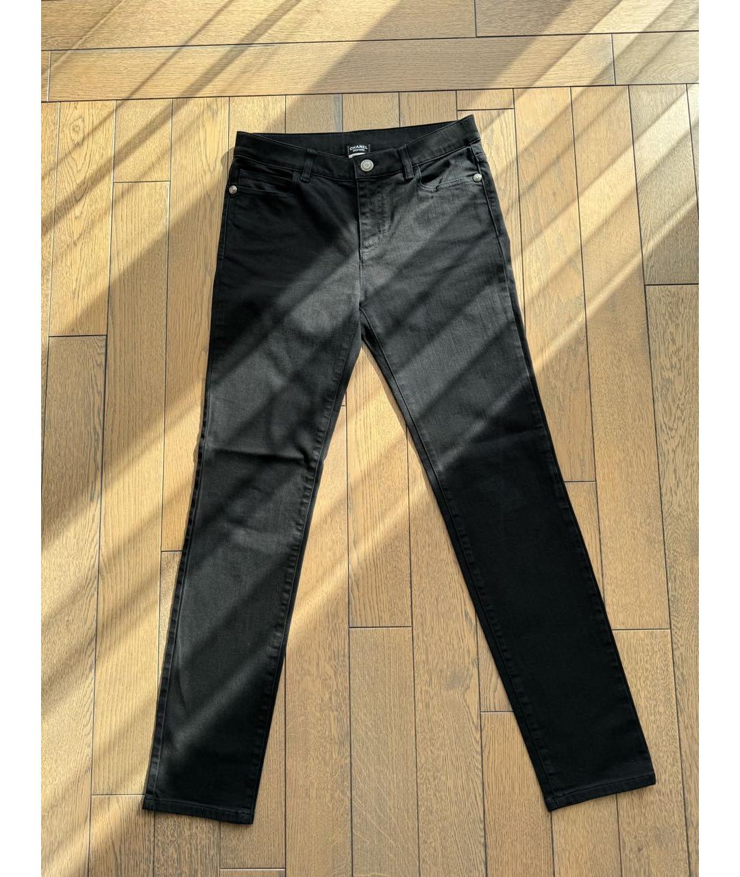 CHANEL PRE-OWNED Черные хлопко-эластановые джинсы слим, фото 9