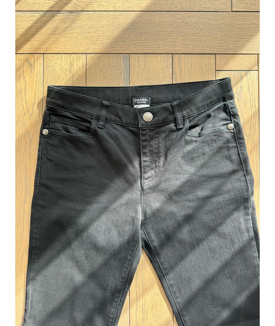 CHANEL PRE-OWNED Черные хлопко-эластановые джинсы слим, фото 7