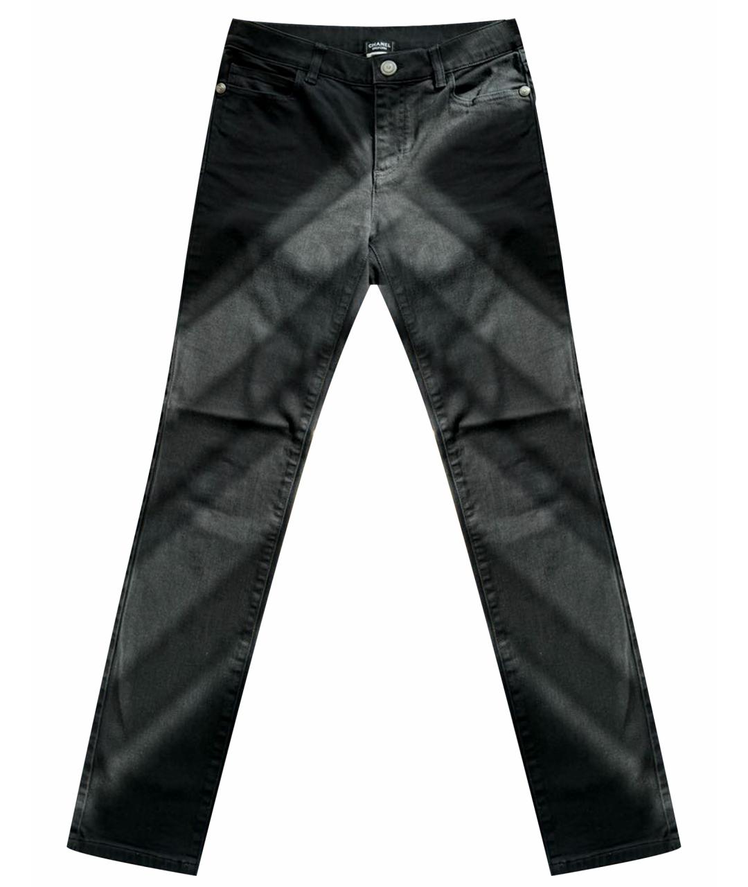 CHANEL PRE-OWNED Черные хлопко-эластановые джинсы слим, фото 1