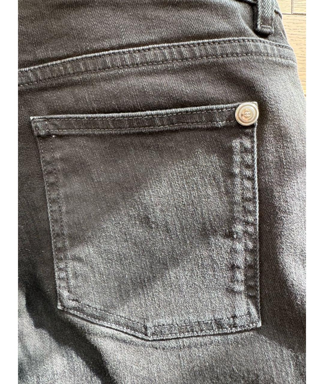 CHANEL PRE-OWNED Черные хлопко-эластановые джинсы слим, фото 6