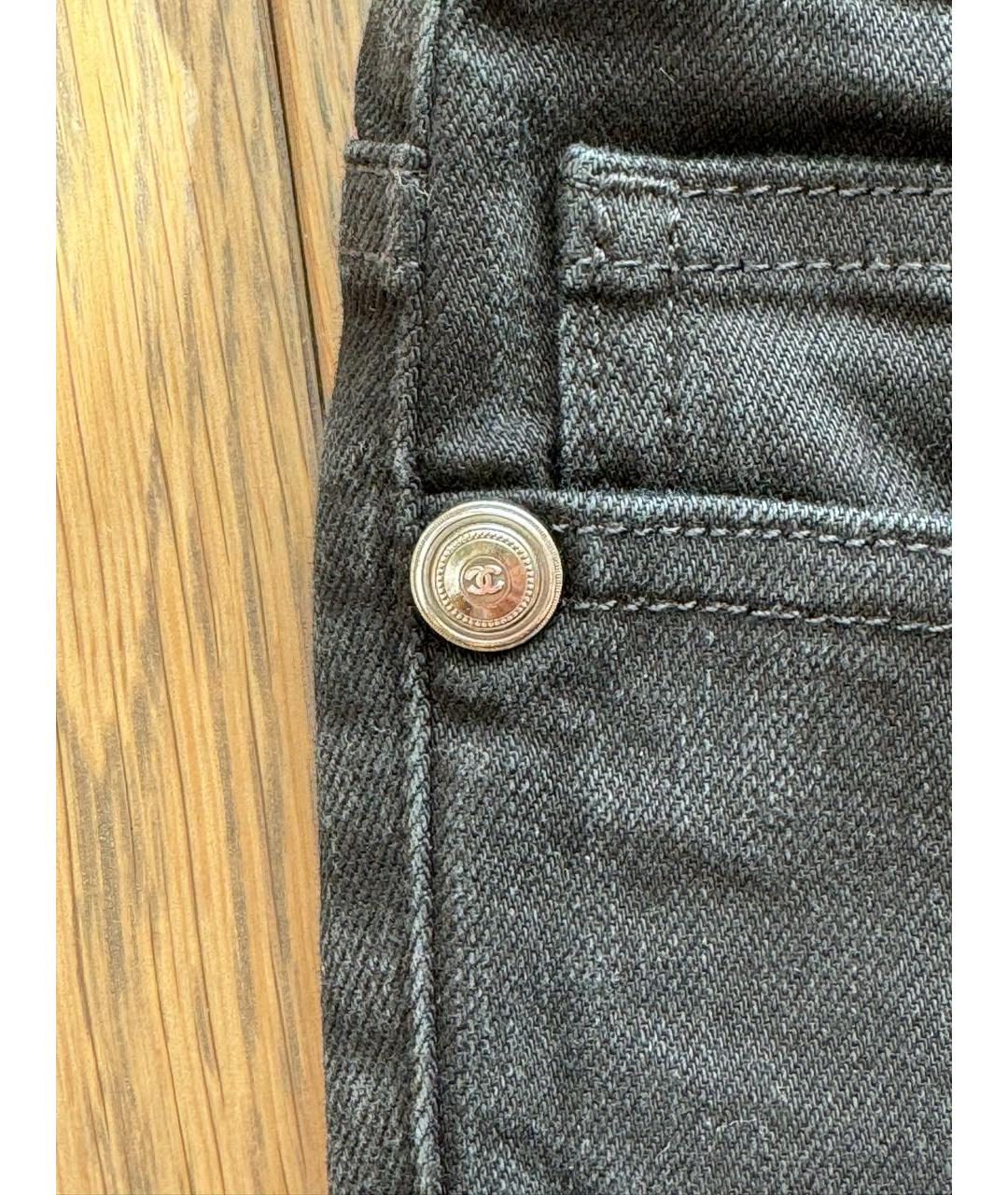 CHANEL PRE-OWNED Черные хлопко-эластановые джинсы слим, фото 8