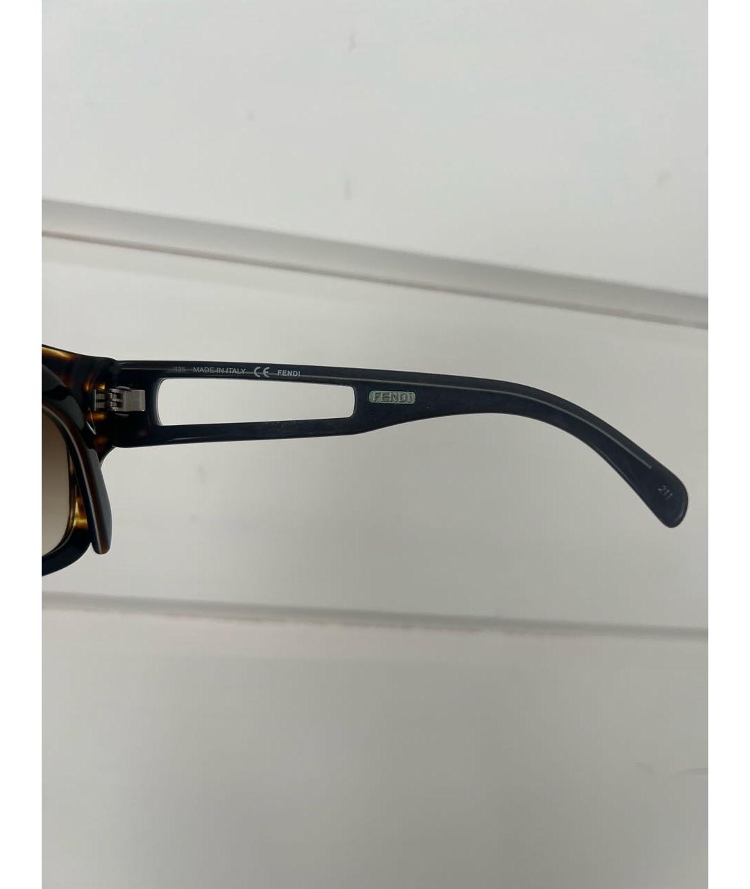 FENDI Коричневые пластиковые солнцезащитные очки, фото 6