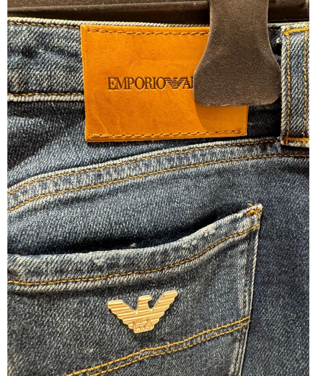 EMPORIO ARMANI Темно-синие хлопко-эластановые джинсы слим, фото 3
