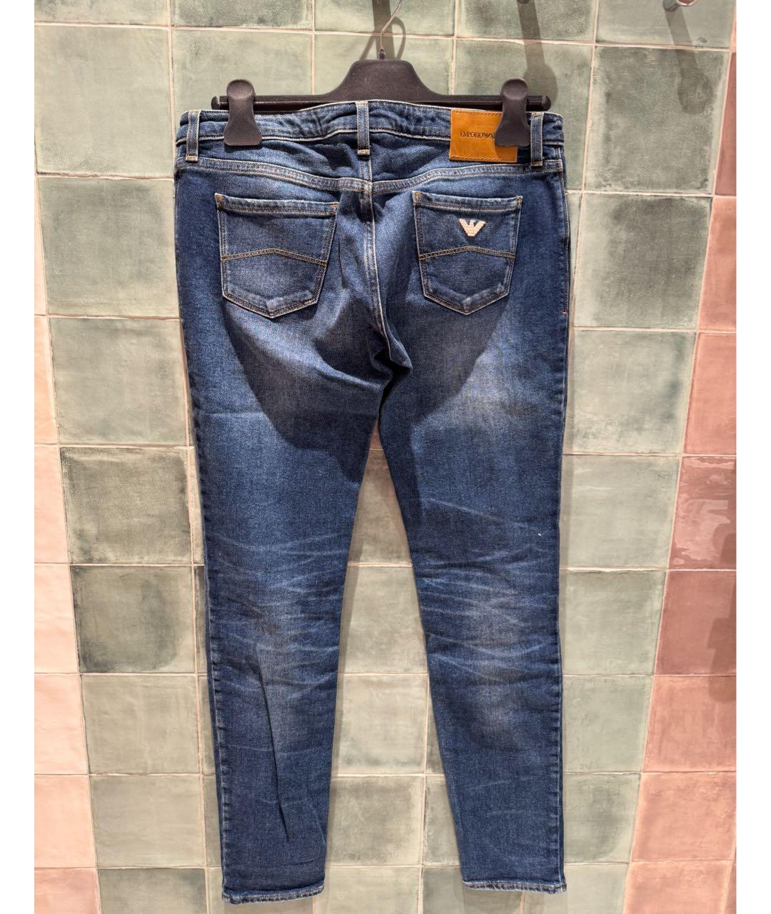 EMPORIO ARMANI Темно-синие хлопко-эластановые джинсы слим, фото 2