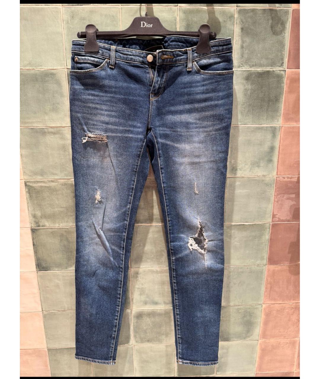 EMPORIO ARMANI Темно-синие хлопко-эластановые джинсы слим, фото 7
