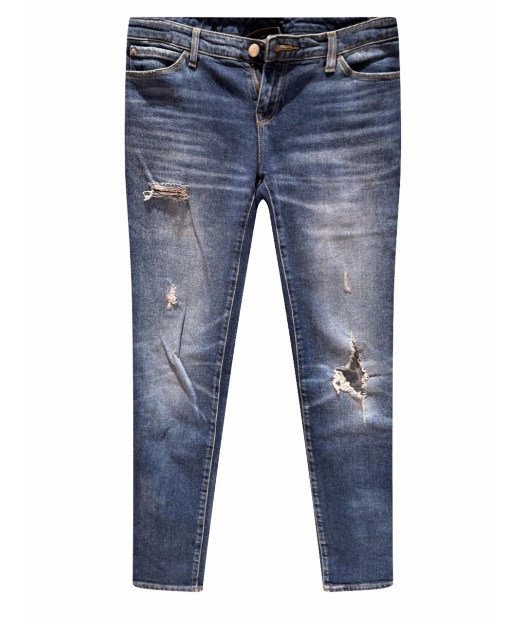 EMPORIO ARMANI Темно-синие хлопко-эластановые джинсы слим, фото 1