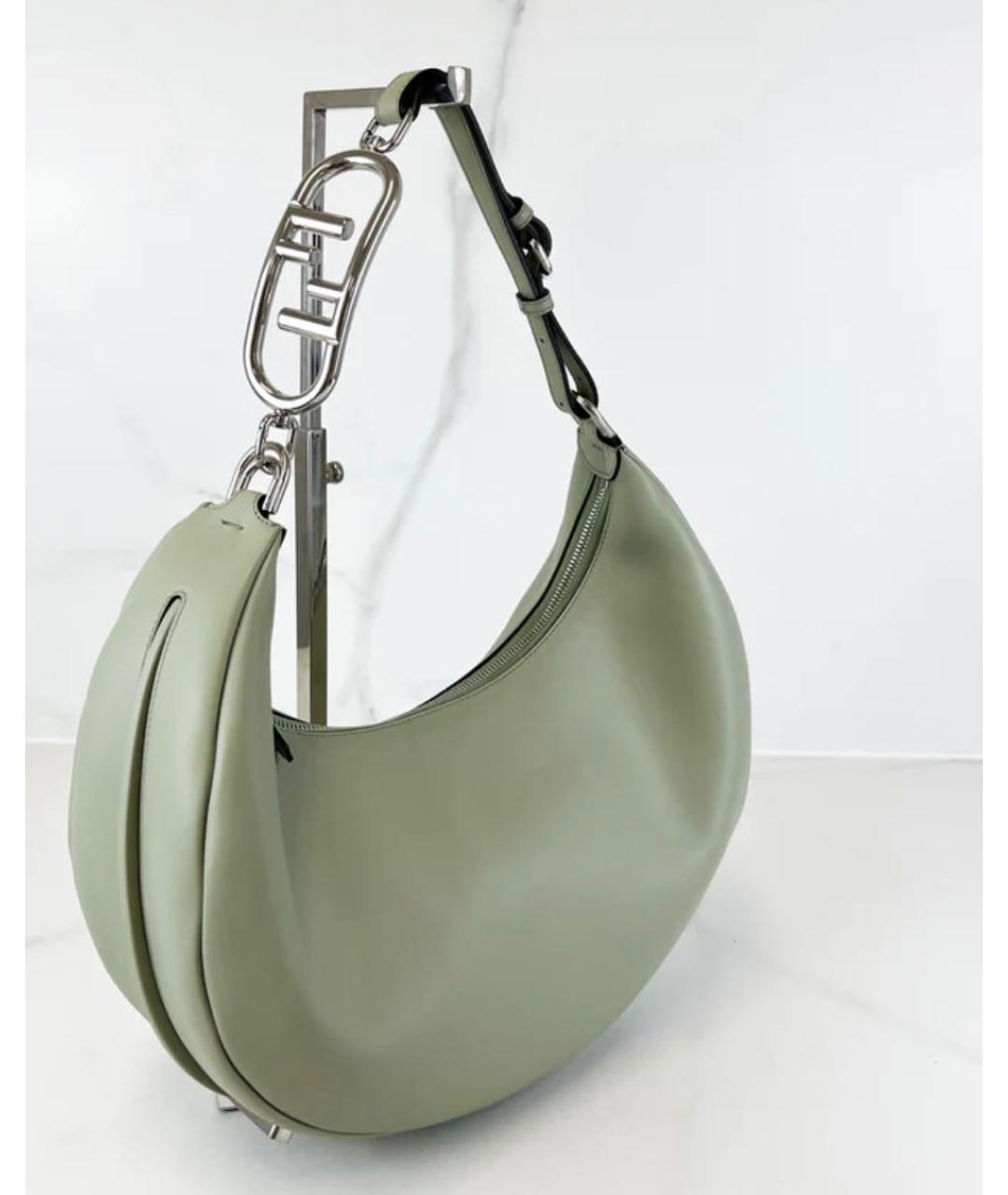 FENDI Зеленая кожаная сумка через плечо, фото 6