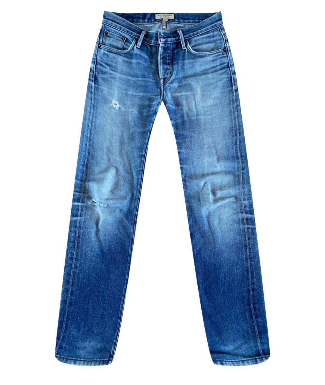 BURBERRY Синие хлопковые прямые джинсы, фото 1