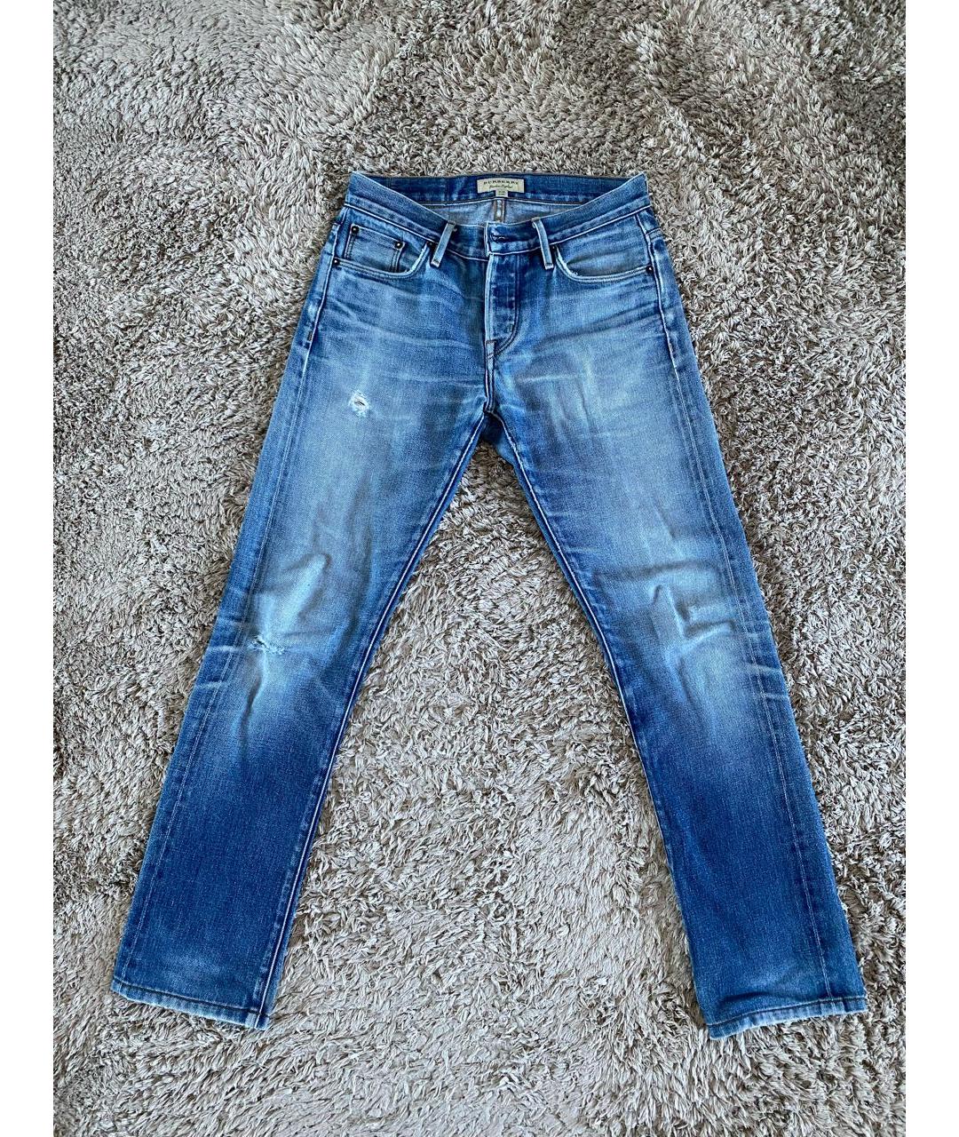 BURBERRY Синие хлопковые прямые джинсы, фото 6