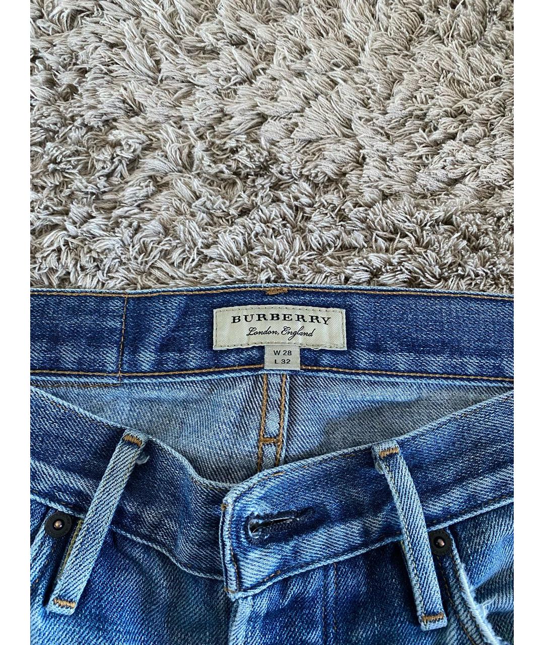 BURBERRY Синие хлопковые прямые джинсы, фото 3